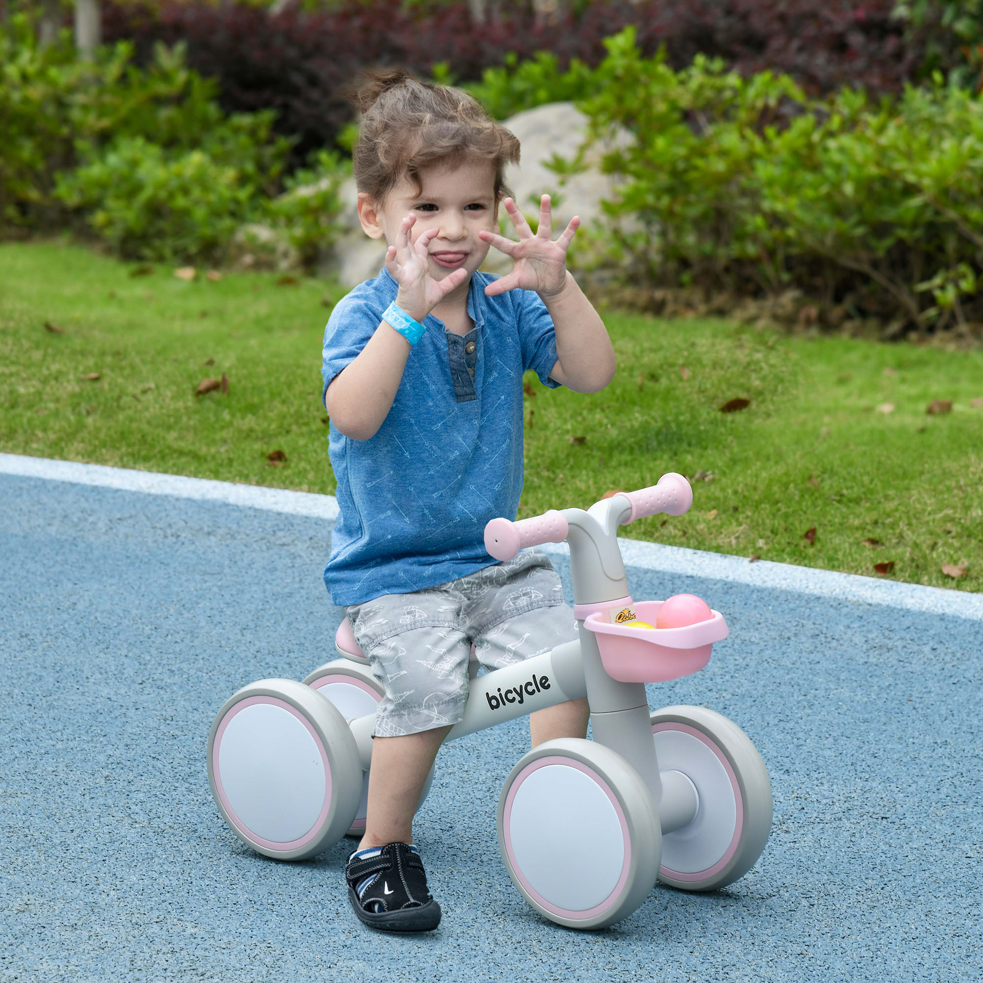 Balance Bike for Toddlers 1-3 Years with Adjustable Seat, Silent Wheels, No Pedal Bike, Pink