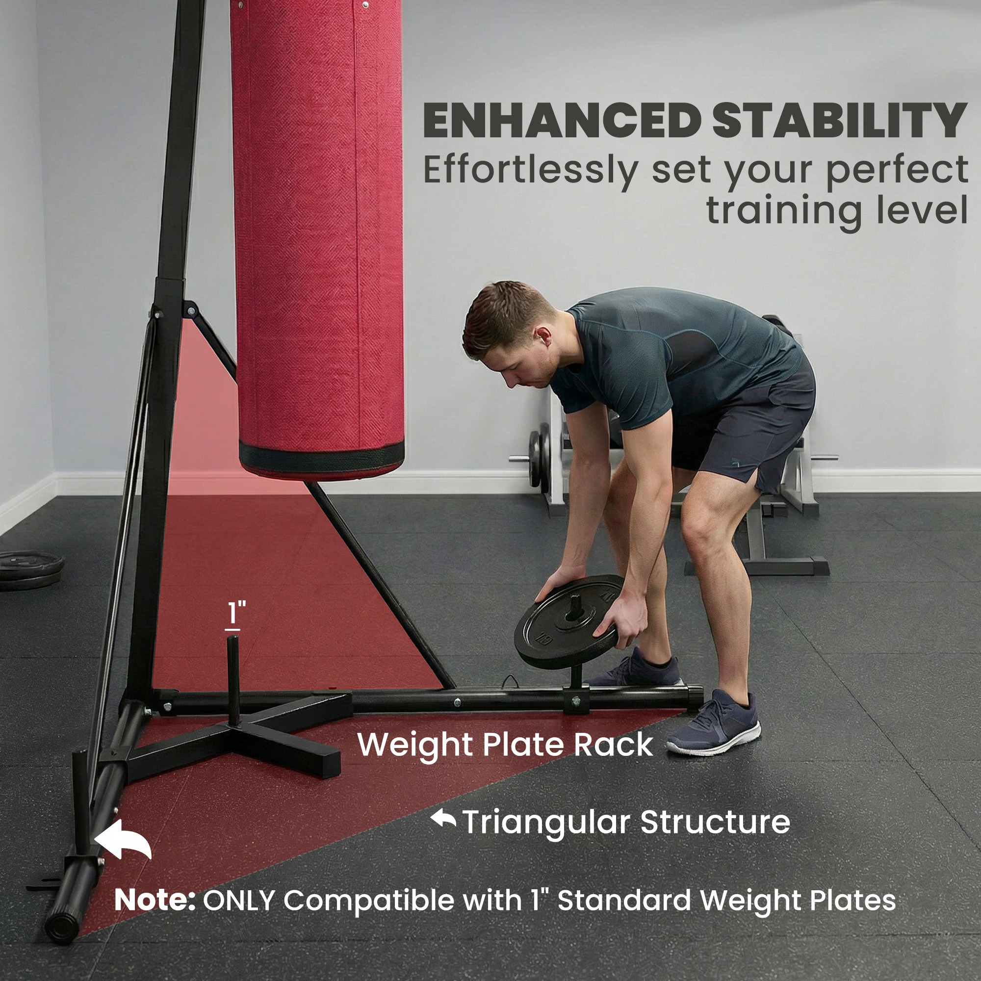 Punching Bag with Stand for Adults, 72.8"-90.9" Height Adjustable Freestanding Boxing Stand with Canvas Sandbag, Red