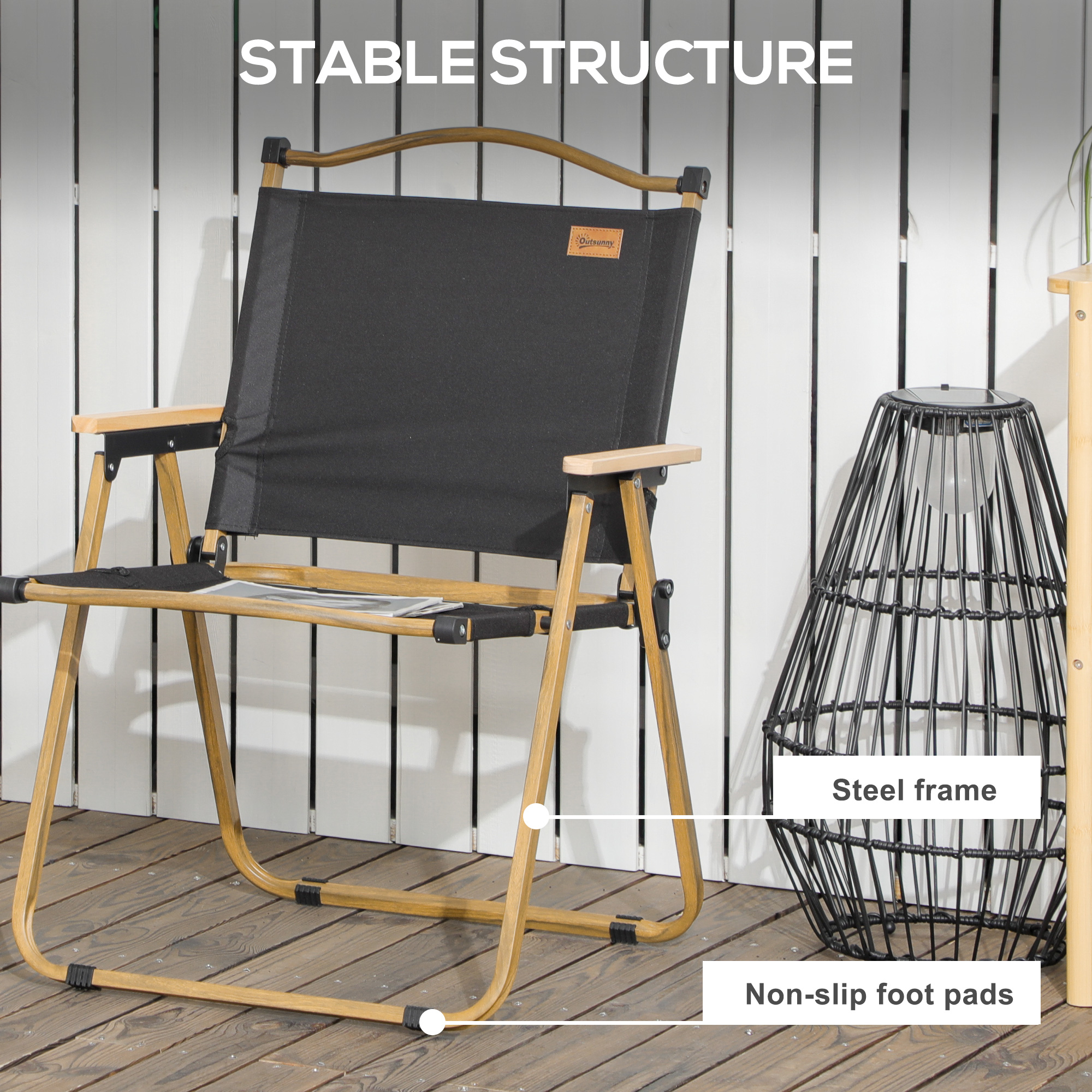  2 Pack Folding Camping Chair, Lightweight & Portable Beach Chairs Armchairs, Perfect for Festivals, Fishing, Picnic and Hiking, Black