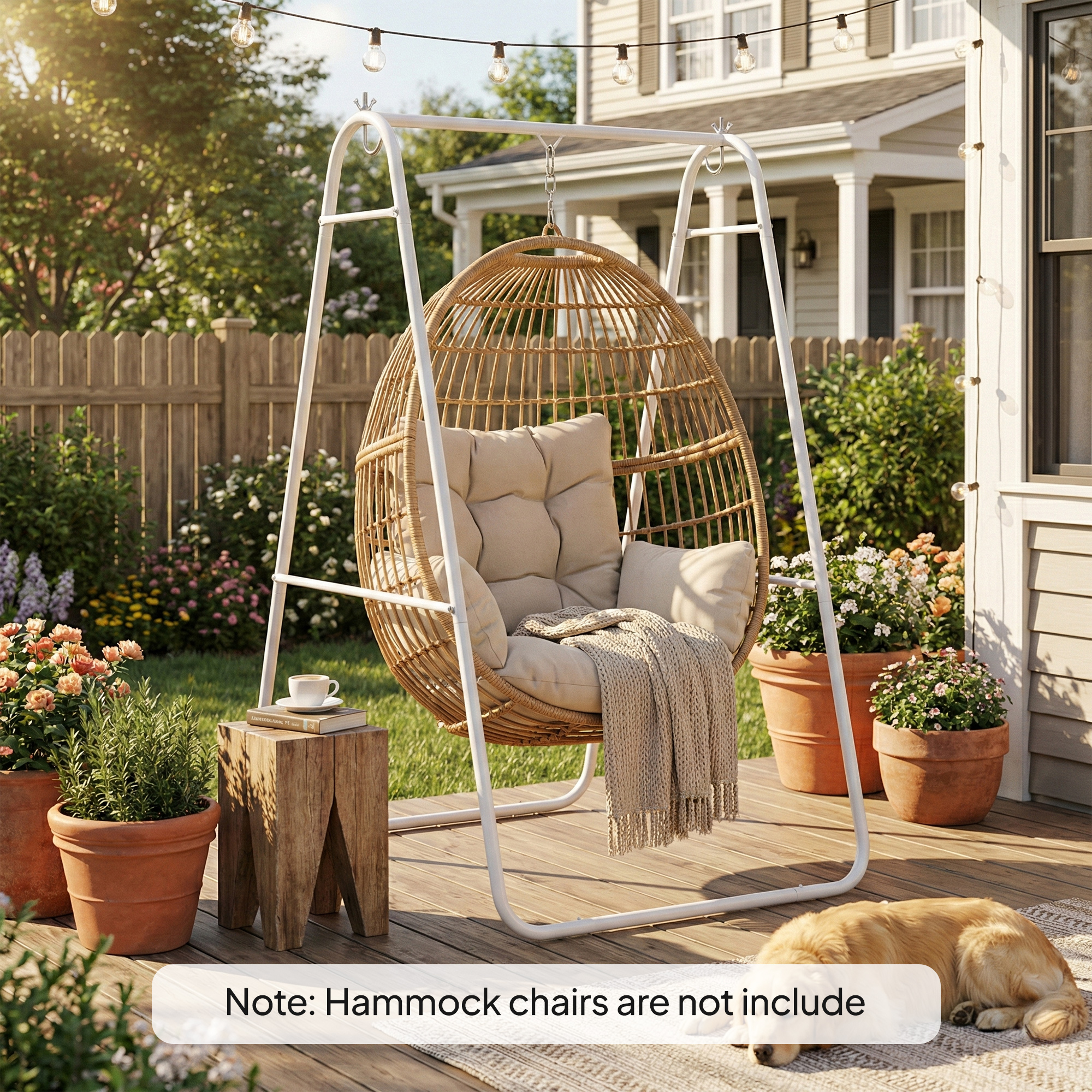  Hammock Chair Stand Only Heavy Duty Solid Steel A-Frame for Hanging Hammock, Egg Chair, Max Load 330 LBS, White