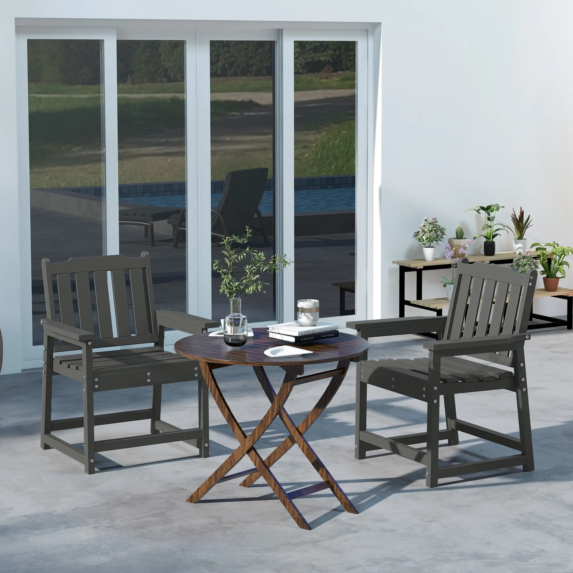 All-Weather Patio Chairs, HDPE Dining Chair Set