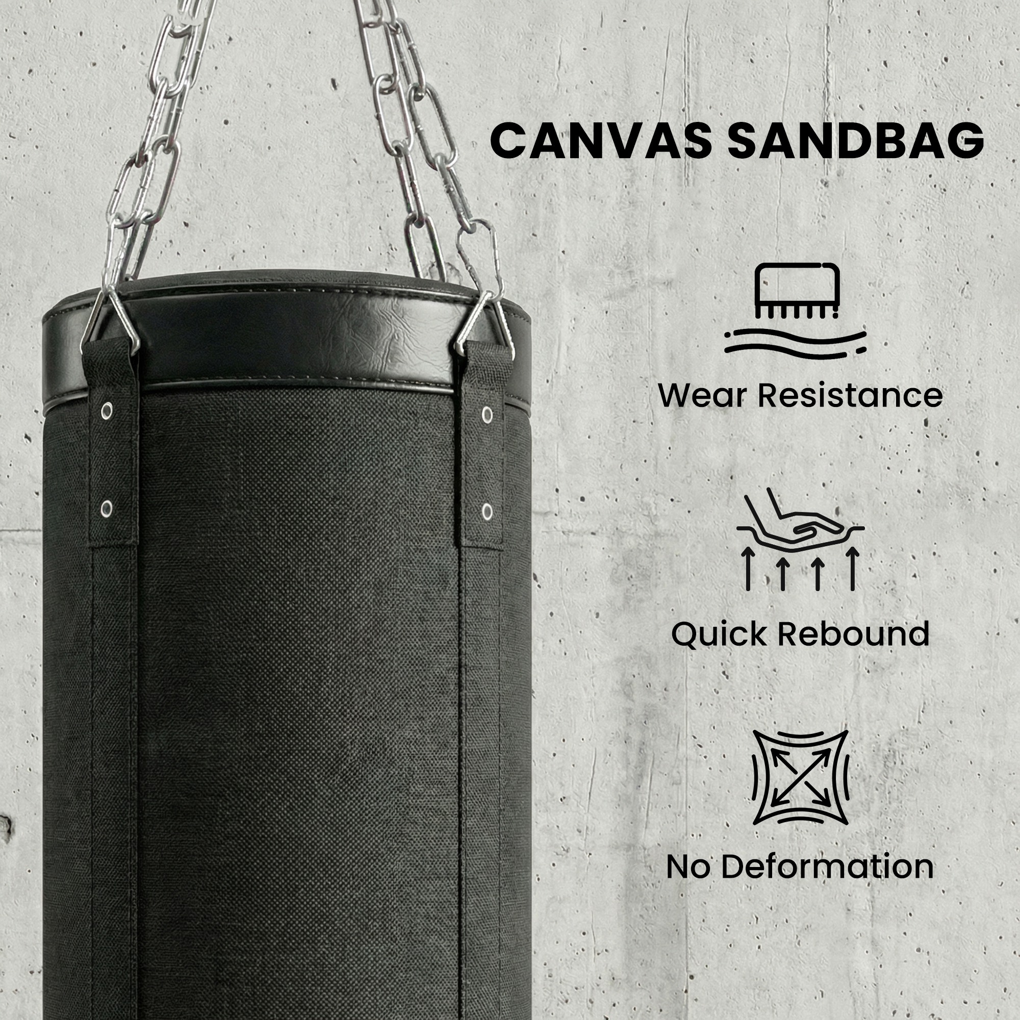 Punching Bag with Stand for Adults, 72.8"-90.9" Height Adjustable Freestanding Boxing Stand with Canvas Sandbag, Black