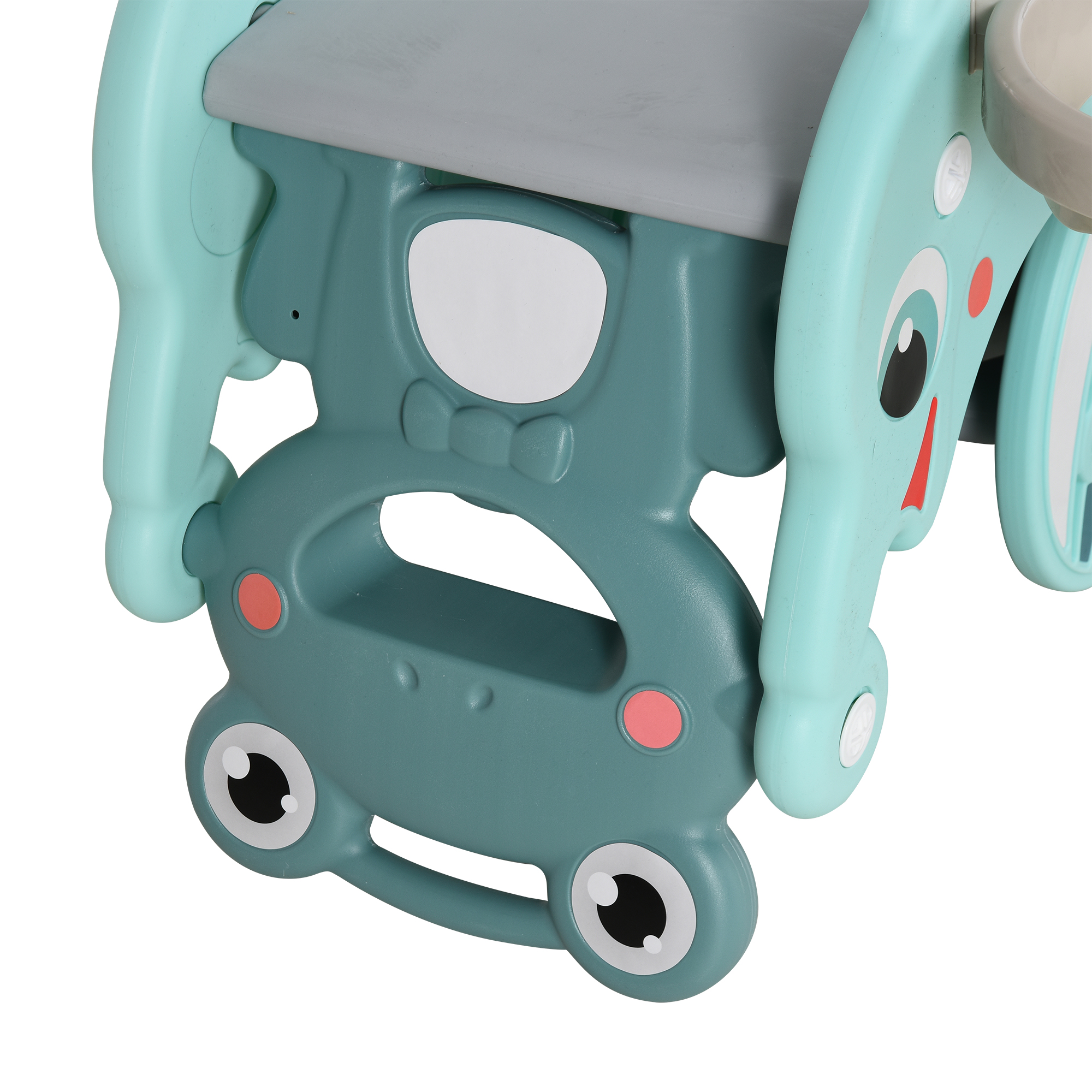 3-in-1 Kids Portable Slide Rocking Horse Toy with Basketball Hoop for Age 1.5-3 Boys and Girls, Mint Green