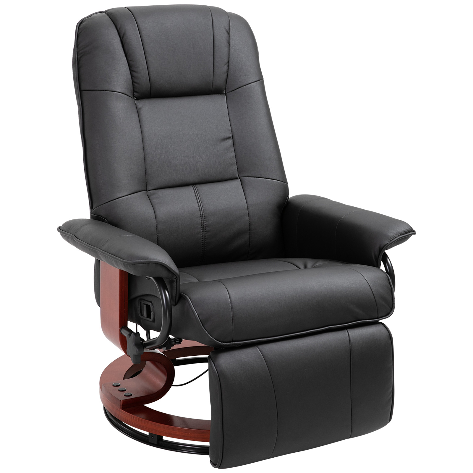 Faux Leather lounge chair with footrest and armrest, Manual Swivel Recliner for living room, Black