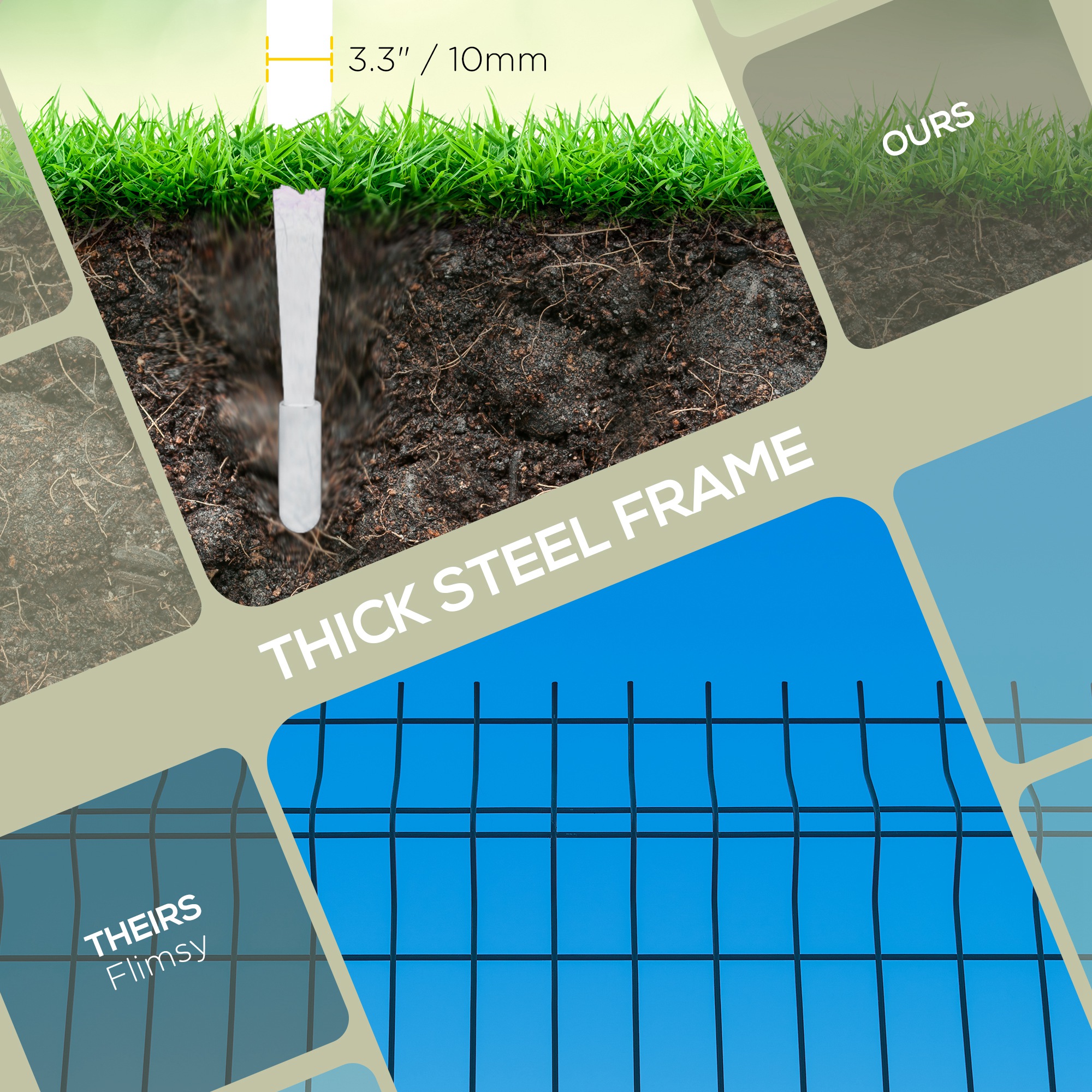  Metal Decorative Garden Fence, 9.2' x 17.25" 5 Steel Panels, Decorative Border for Landscape, Flower Bed, Animals, White