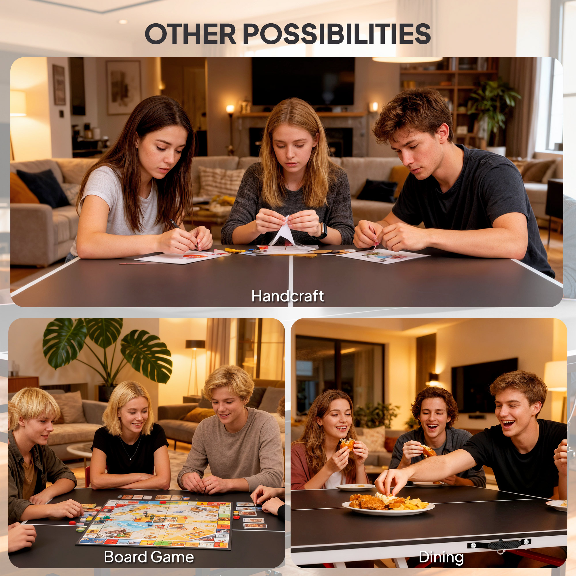 Full Size Table Tennis Table, Folding Ping Pong Table with Paddles and Balls, Charcoal Gray