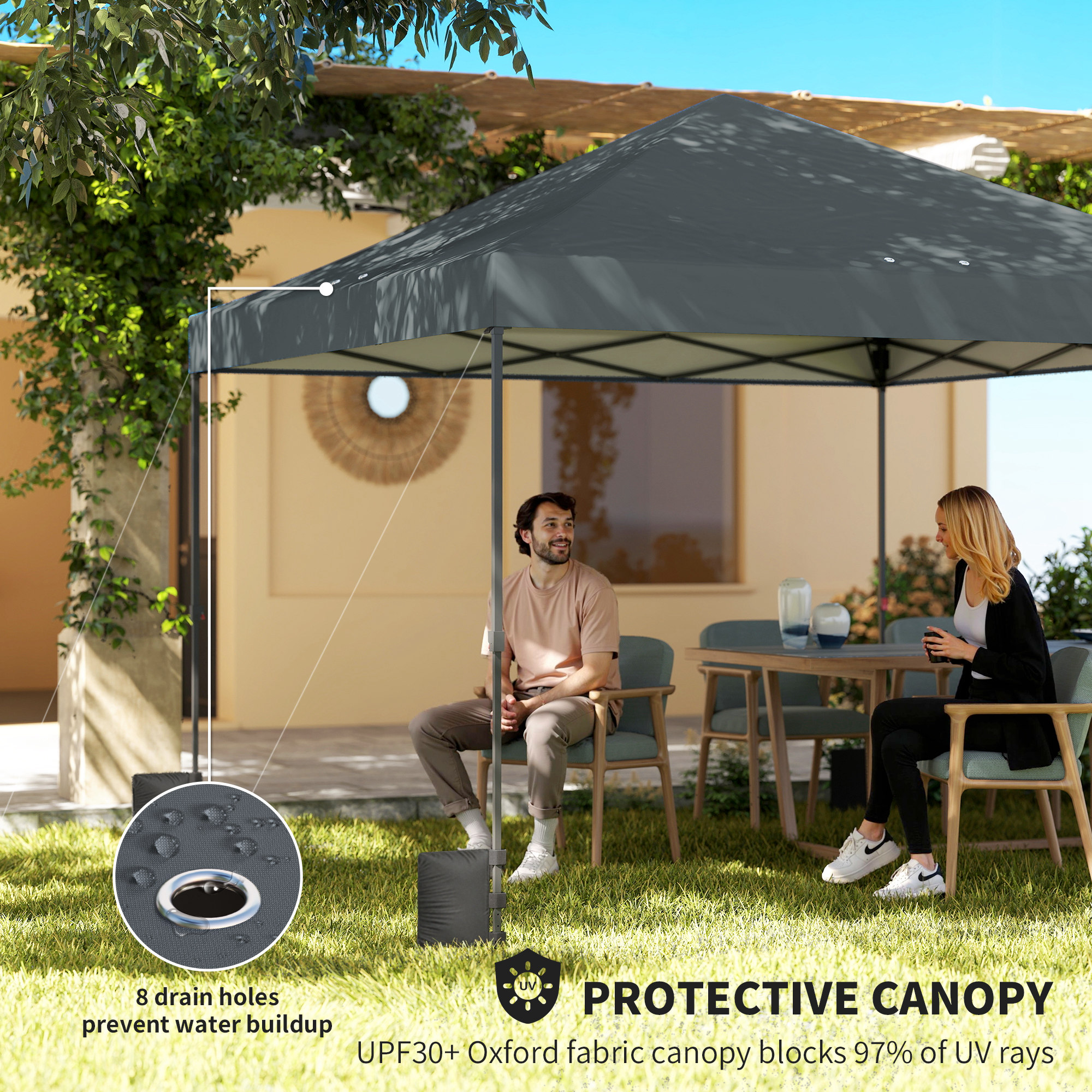  10 x 10 ft Pop Up Canopy Tent with One Push Setup, Outdoor Portable Instant Canopy Shelter w/ Roller Bag, Dark Gray