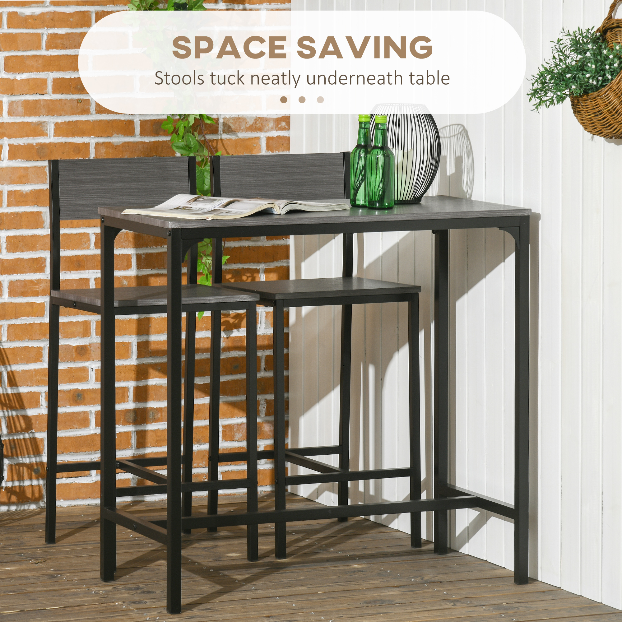 3 Piece Bar Table and Chairs β Industrial Dining Table Set for 2 β photo 8