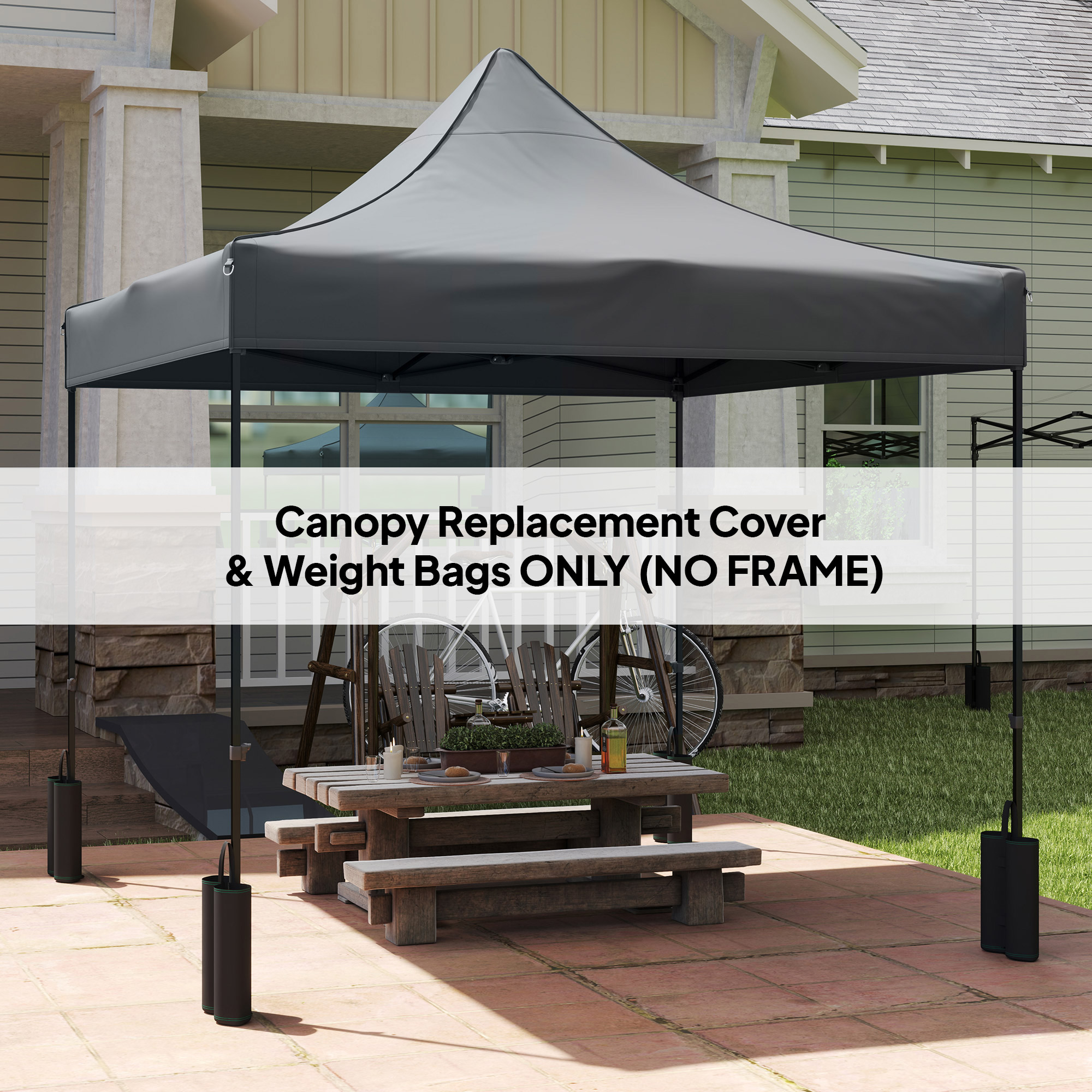  10' x 10' Replacement Canopy Top for Pop Up Canopy Tent with 4 Sand Bags, UPF50+ Protection, Dark Gray