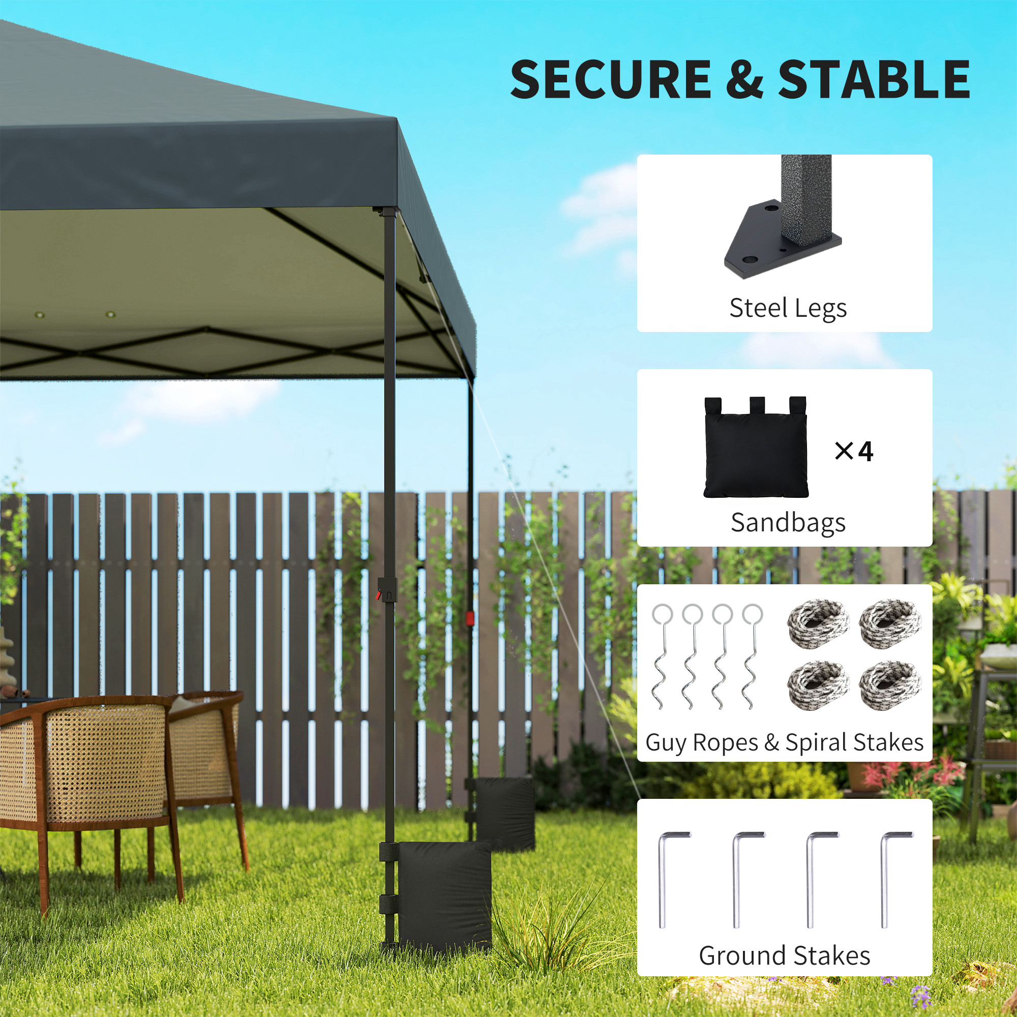  10 x 10 ft Pop Up Canopy Tent with One Push Setup, Outdoor Portable Instant Canopy Shelter w/ Roller Bag, Dark Gray