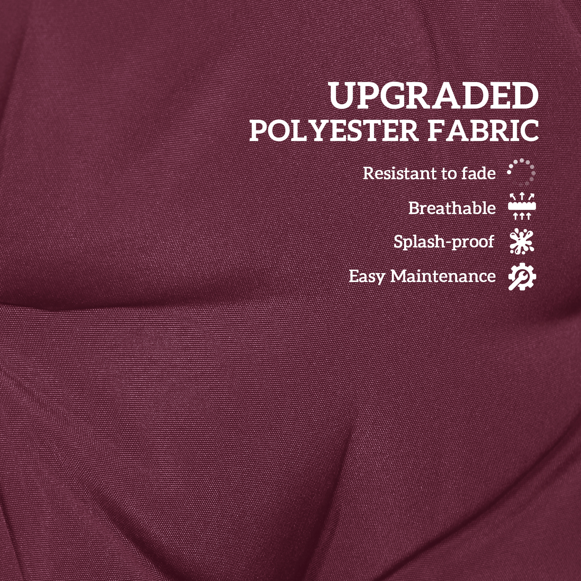  4-Piece Back and Seat Cushion Pillows Replacement and Pillows, Patio Chair Cushions Set with Ties, Wine Red