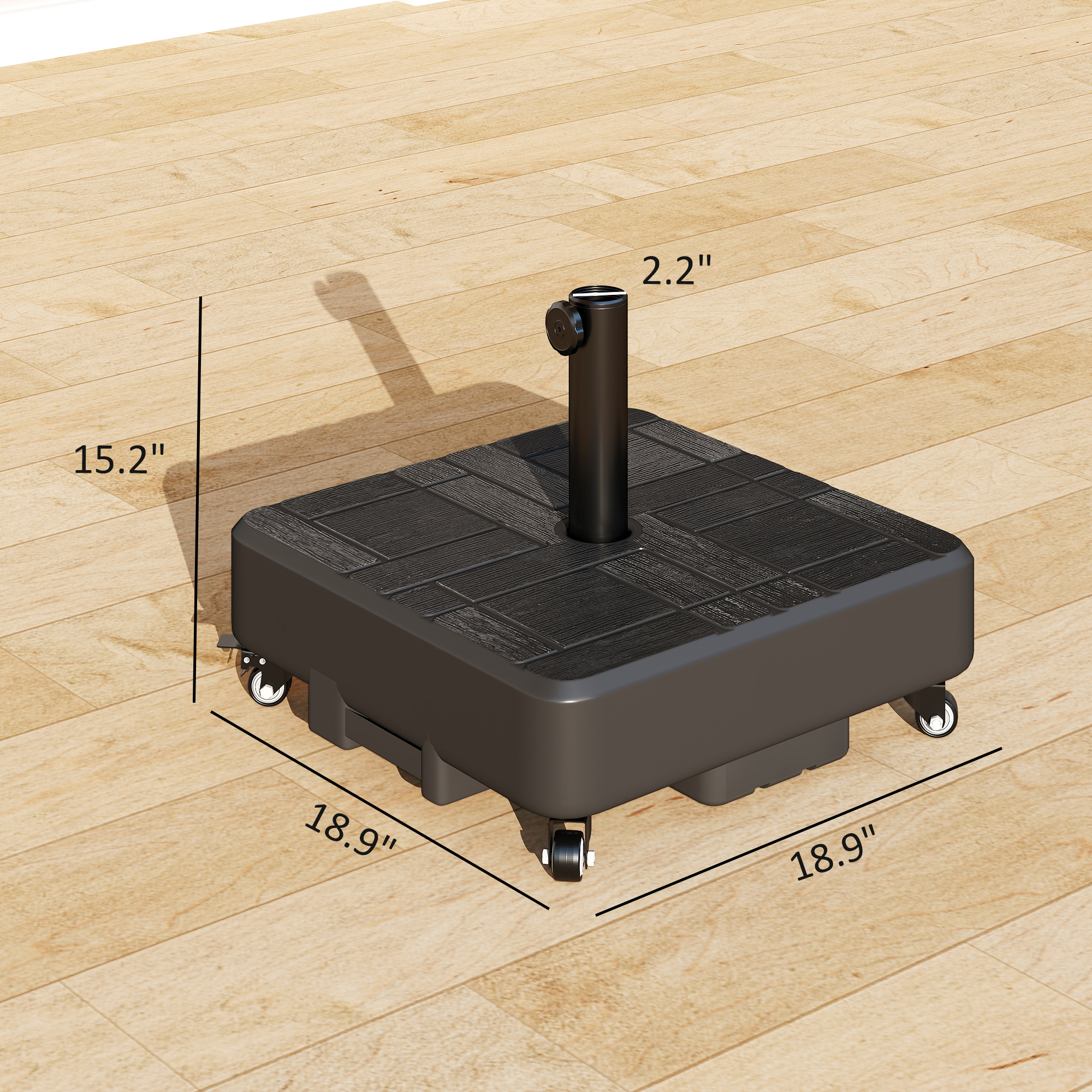  Patio Umbrella Base Outdoor Umbrella Stand with Wheels for 1.5"/1.9" Poles