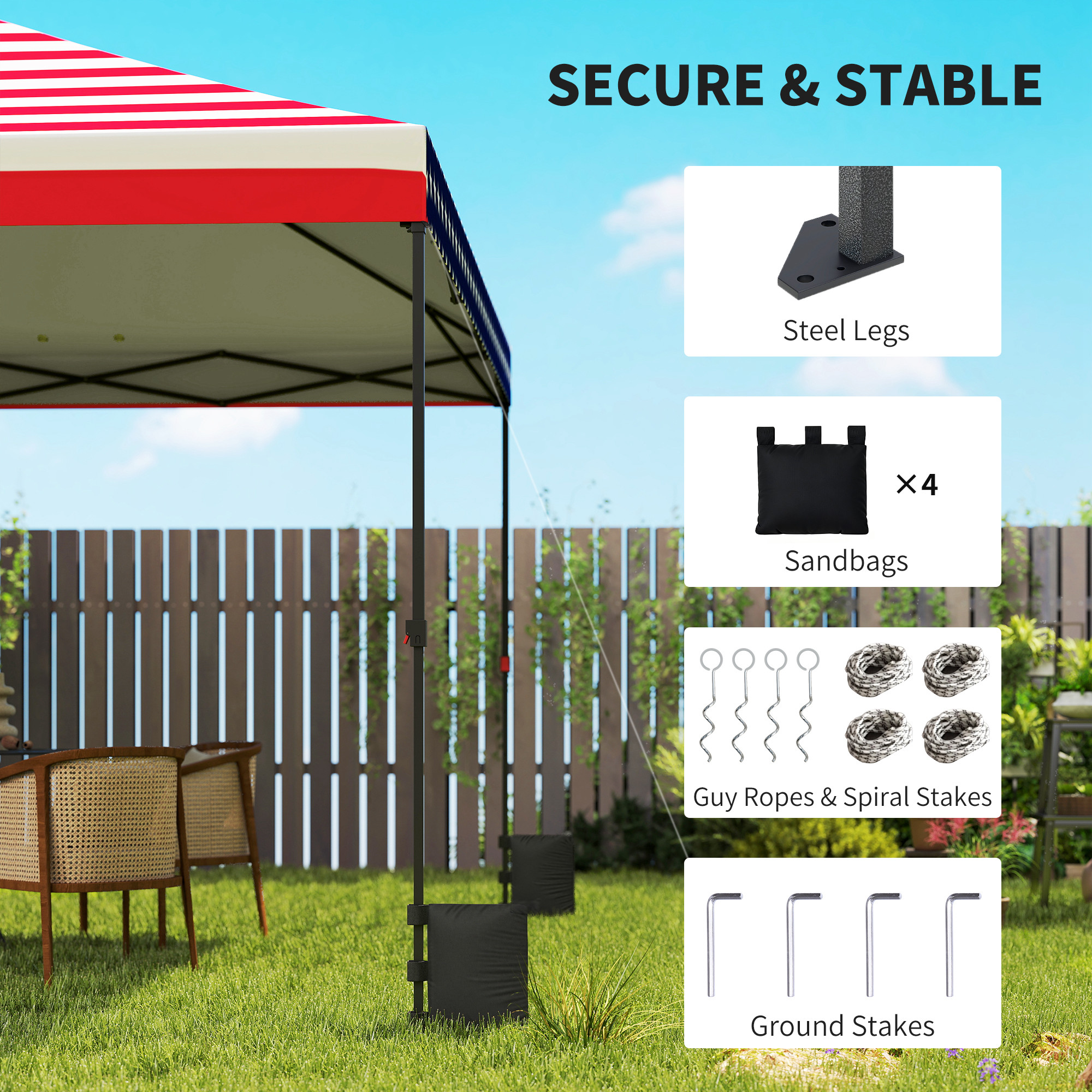  10 x 10 ft Pop Up Canopy Tent with One Push Setup, Outdoor Portable Instant Canopy Shelter w/ Roller Bag, American Flag