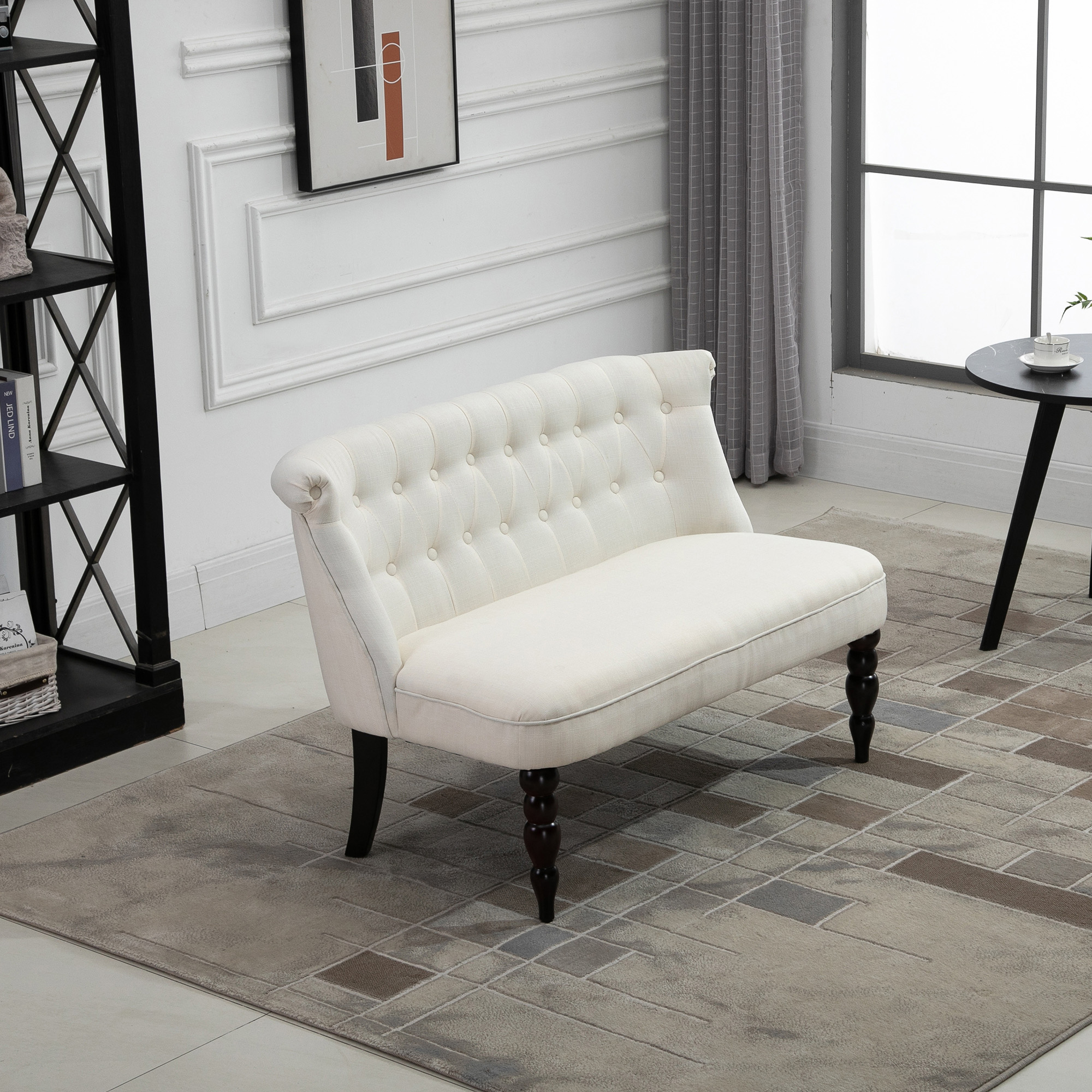 Upholstered Armless Fabric Loveseat