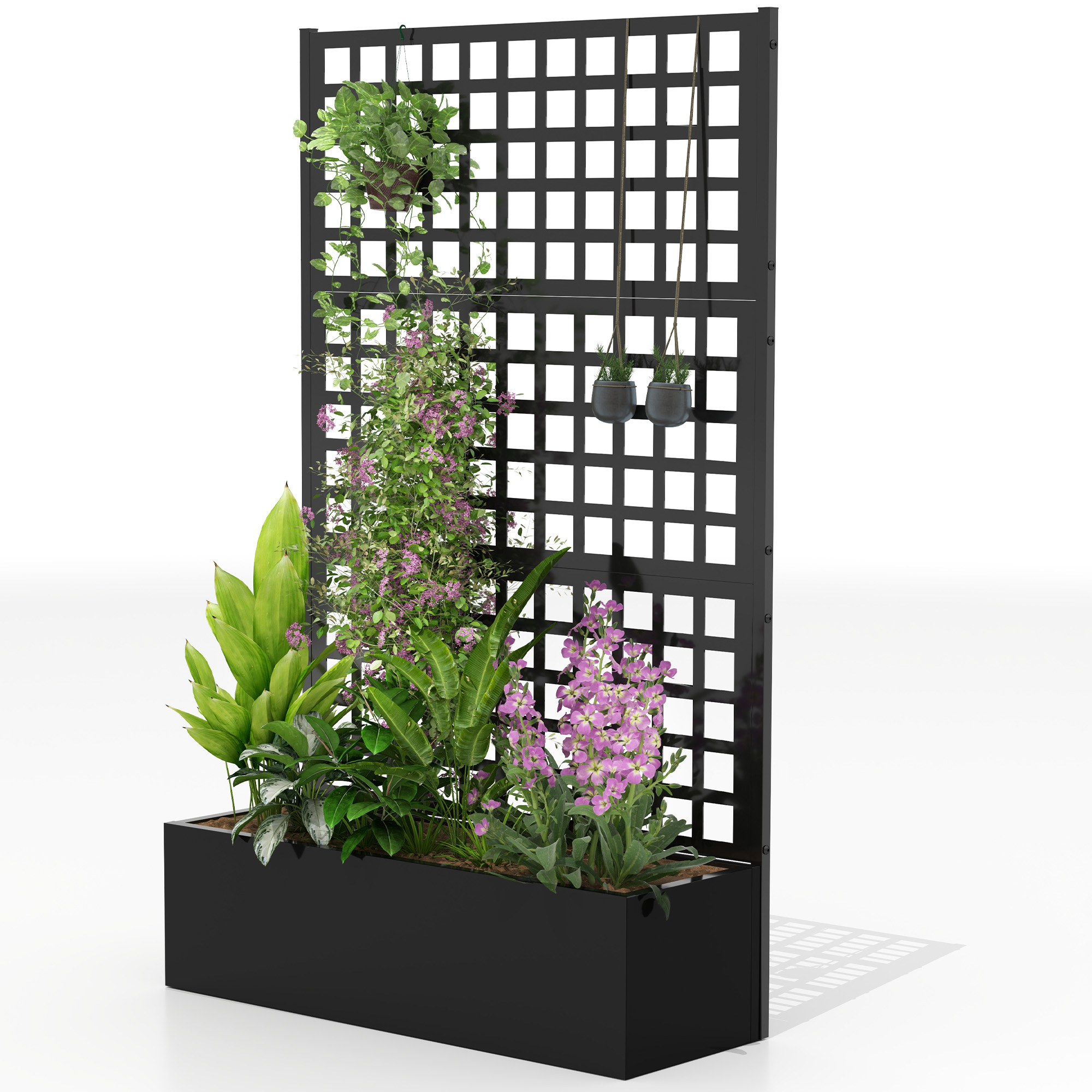 Galvanized Raised Garden Bed Planter Box with Trellis for Climbing Plants, Vegetable, Vines, 43" x 16" x…
