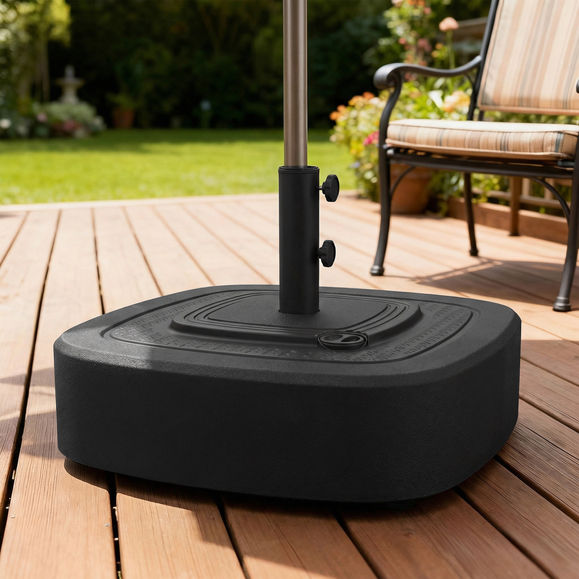  Patio Umbrella Base Outdoor Umbrella Stand with Wheels for 1.5"/1.9" Umbrella Poles