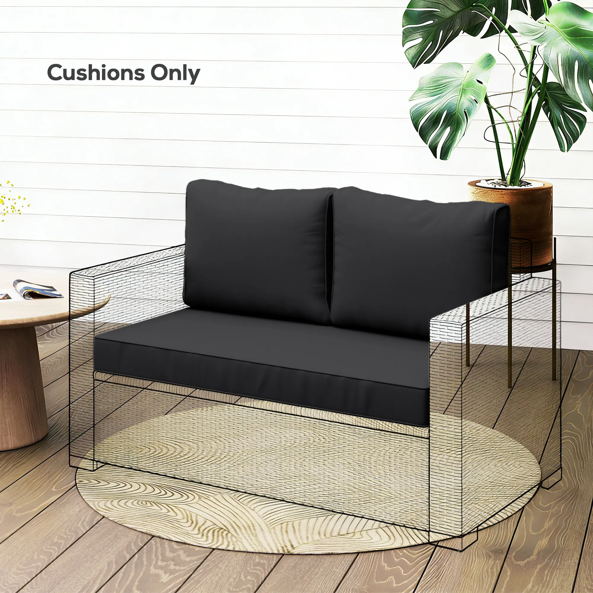 2 Seat Patio Furniture Cushions, Thick Outdoor