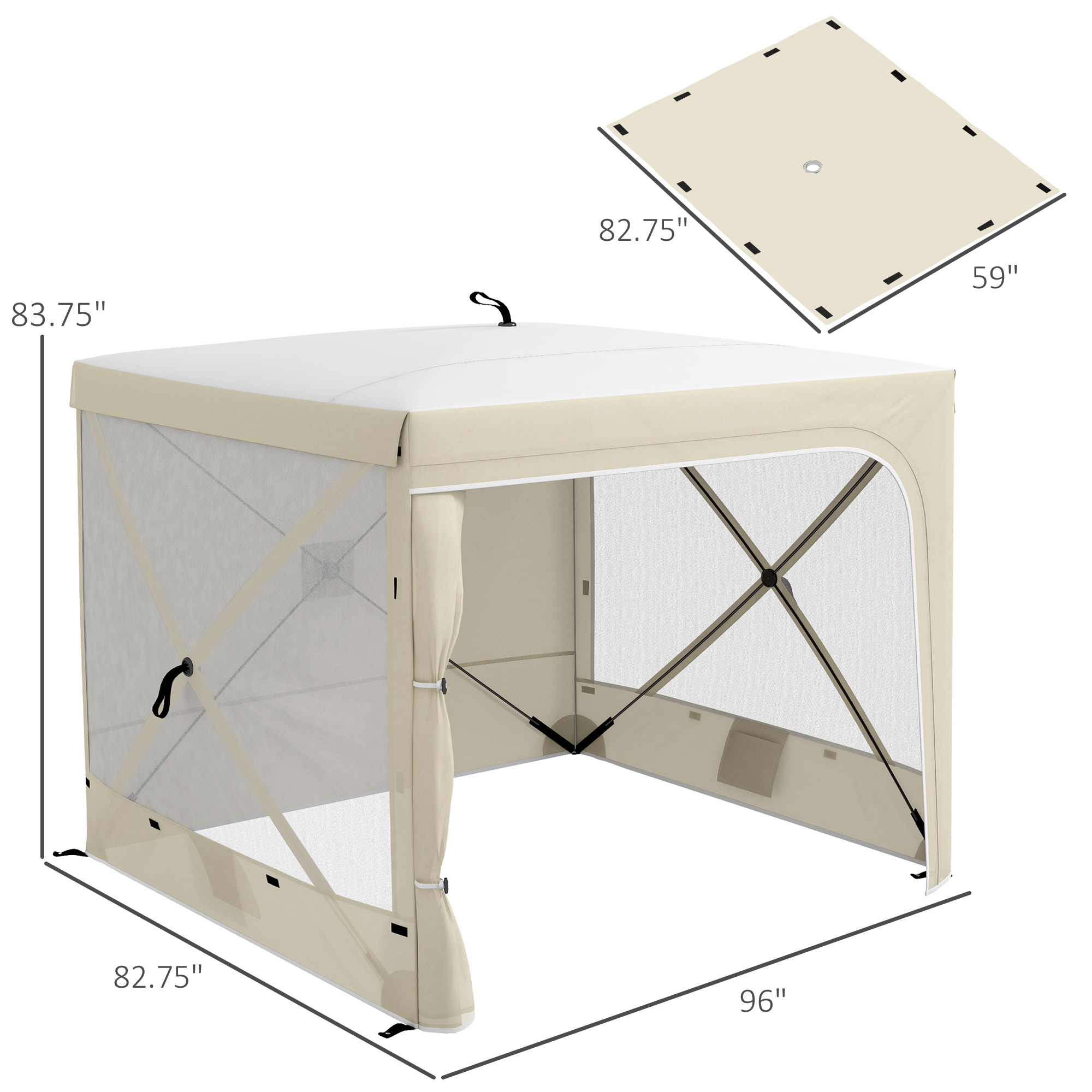  7' x 8' Pop Up Canopy Tent, Camping Tent Sun Shade Shelter with Curtains, Nettings and Carrying Bag, UV-Resistant