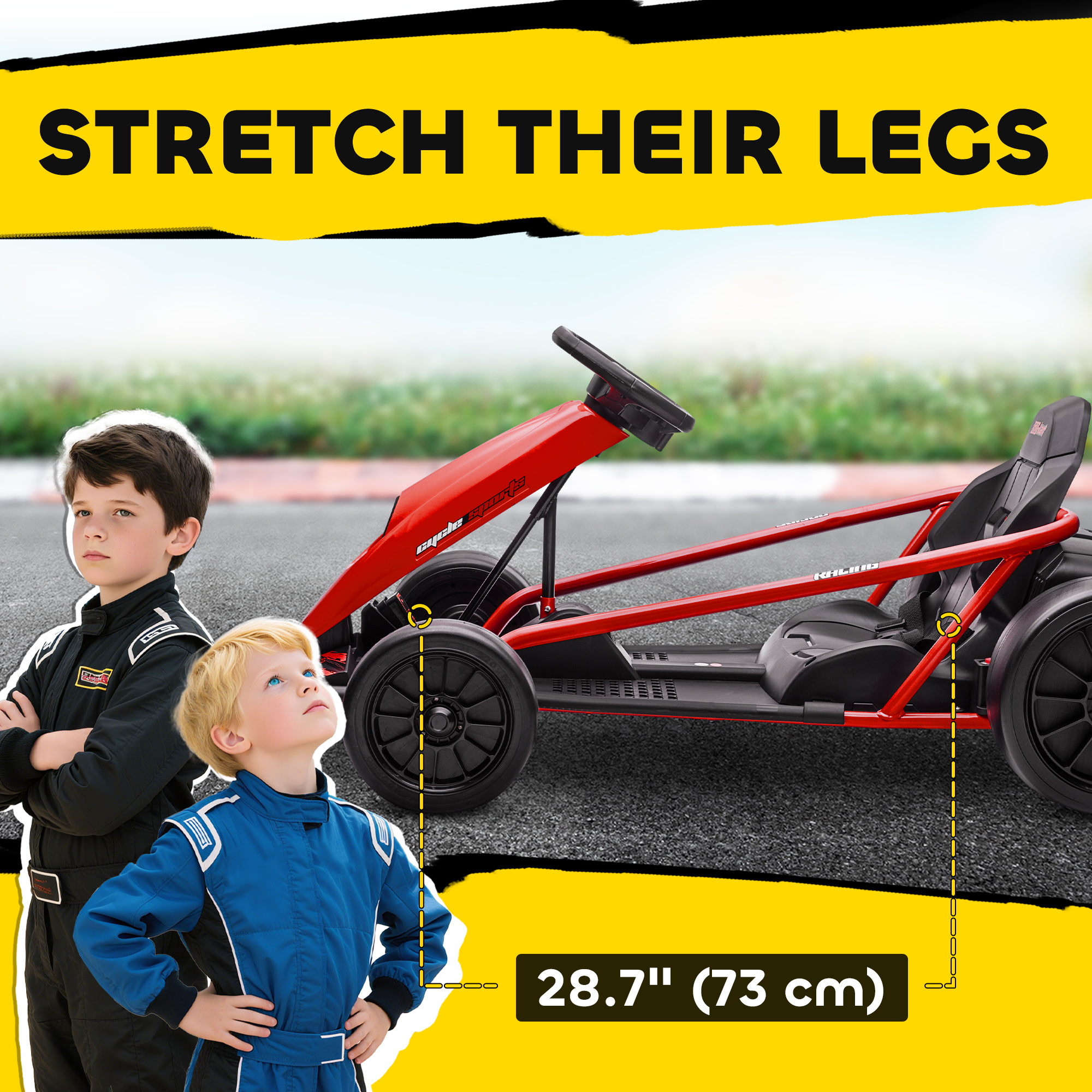 24V Electric Go Kart for Kids, Drift Ride-On Racing Go Kart with 2 Speeds, for Boys Girls Aged 8-12 Years Old, Red