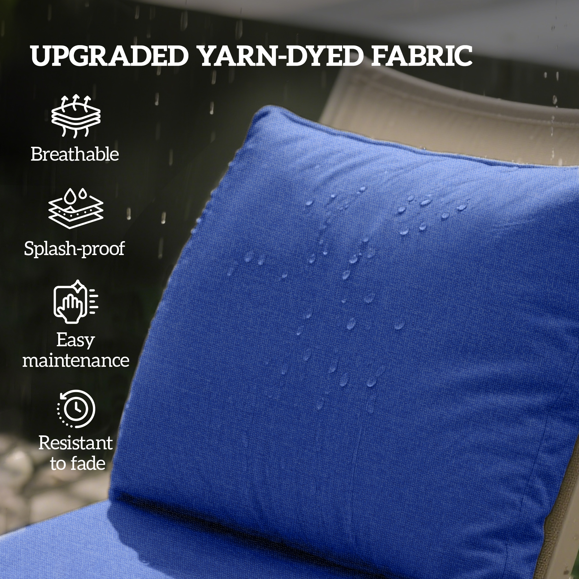  8 Patio Chair Cushions with Seat & Backrest, Fade Resistant Seat Replacement Cushion Set, Navy Blue