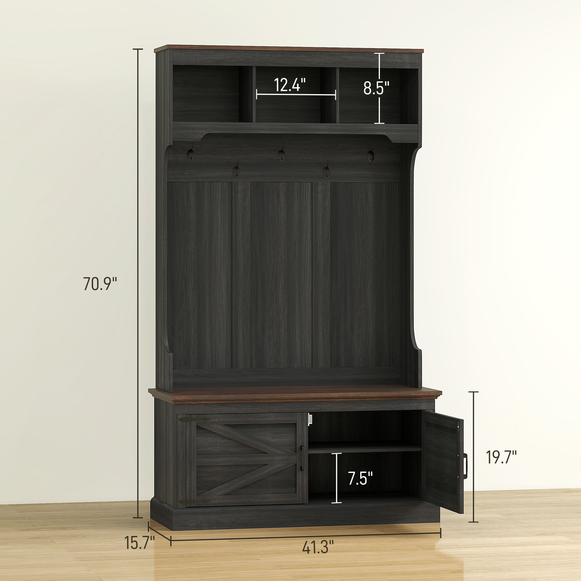 Hall Tree with Shoe Storage, picture 4 of 5