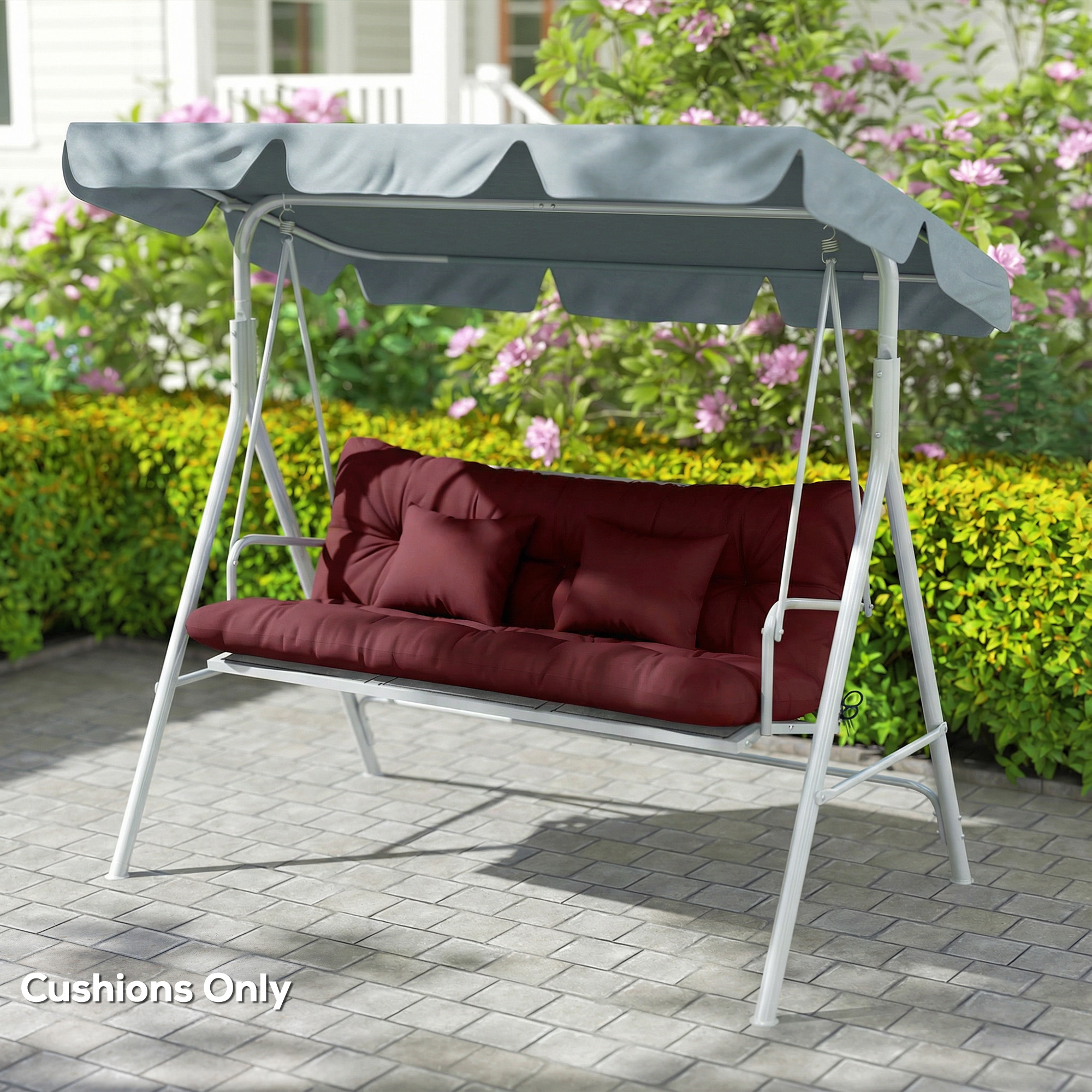  4-Piece Back and Seat Cushion Pillows Replacement and Pillows, Patio Chair Cushions Set with Ties, Wine Red