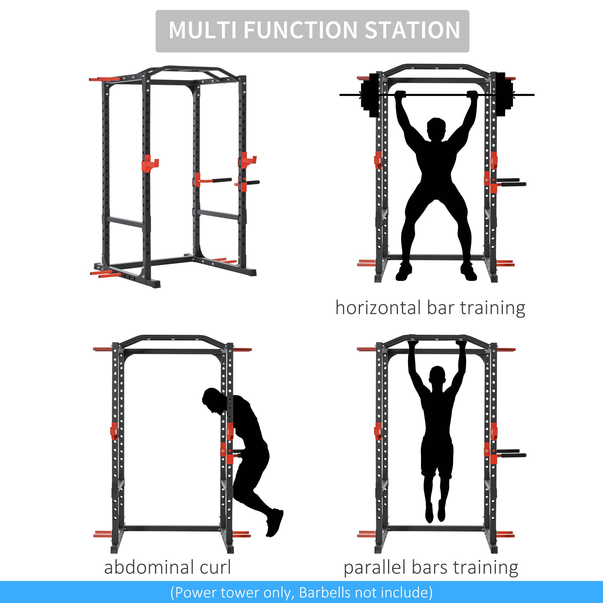 Adjustable Power Tower Dip Station Pull Up Bar Squat Rack Power Cage At Home Workout Equipment, Upper Body Strength Training Equipment