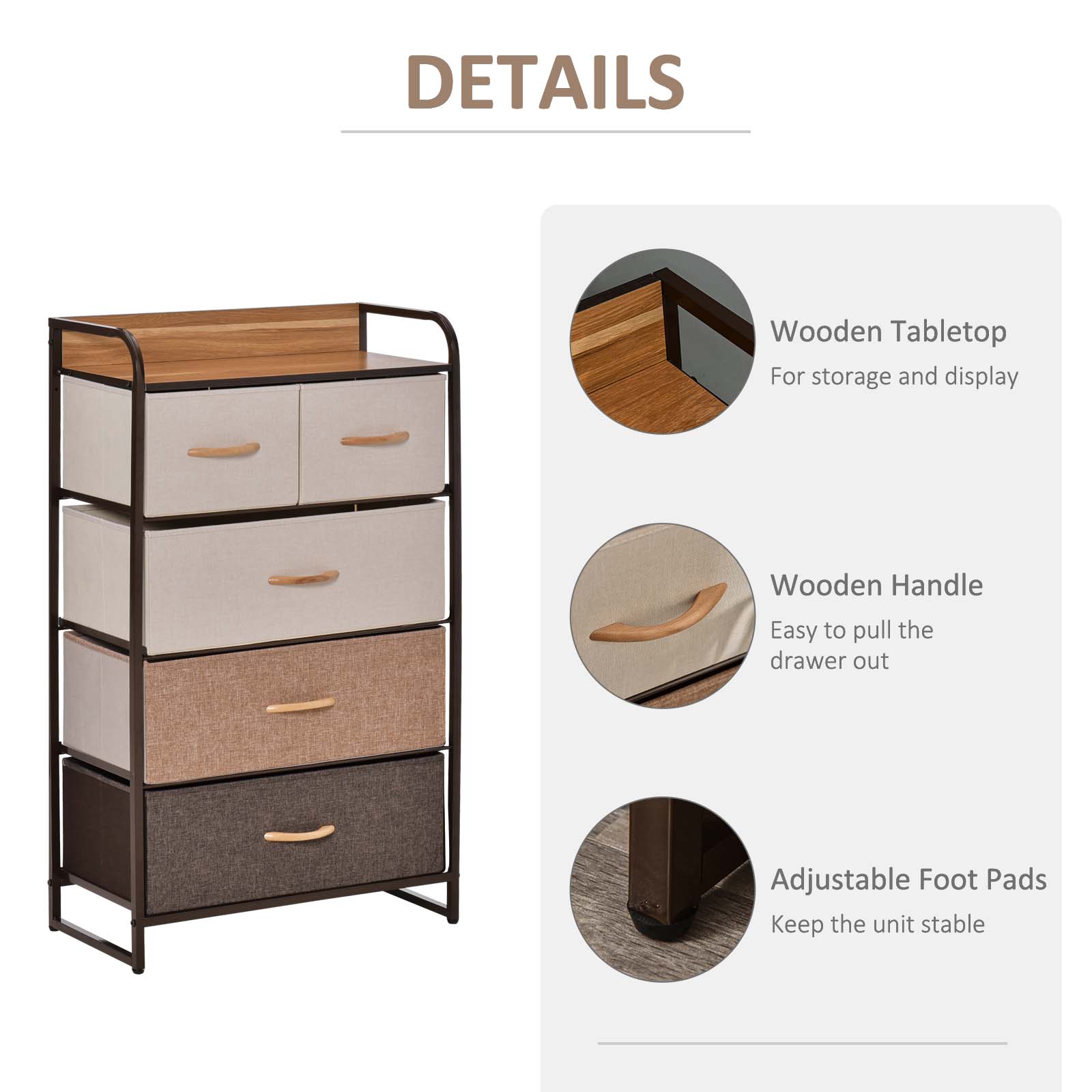 5-Drawer Fabric Dresser Tower β 4-Tier Storage Organizer β photo 6