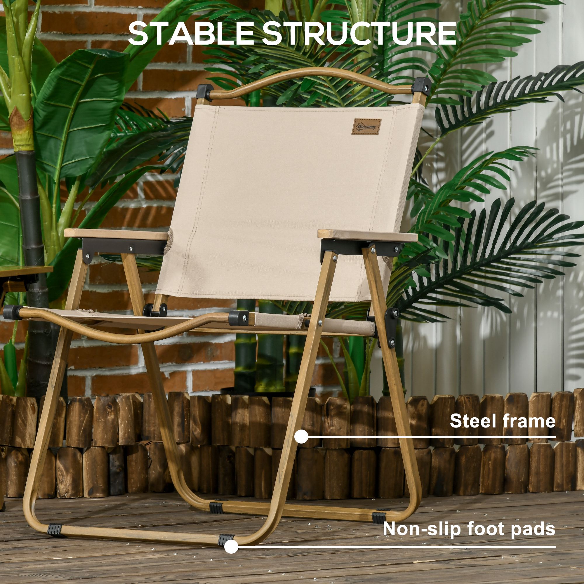  2 Pack Folding Camping Chair, Lightweight & Portable Beach Chairs Armchairs, Perfect for Festivals, Fishing, Picnic and Hiking, Khaki