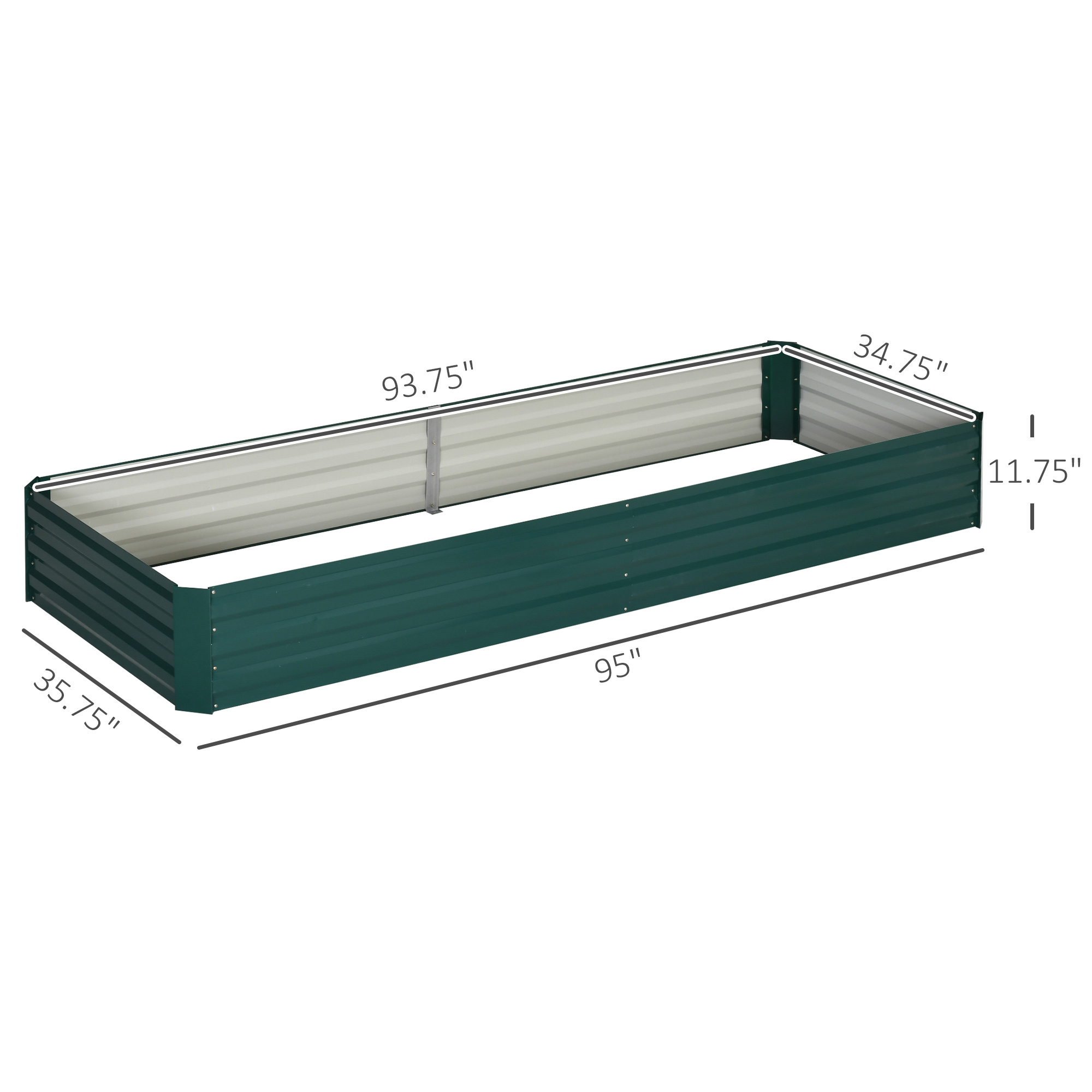  95" x 36" x 12" Galvanized Raised Garden Bed, Easy DIY and Cleaning for Growing Flowers, Herbs, Succulents, Green