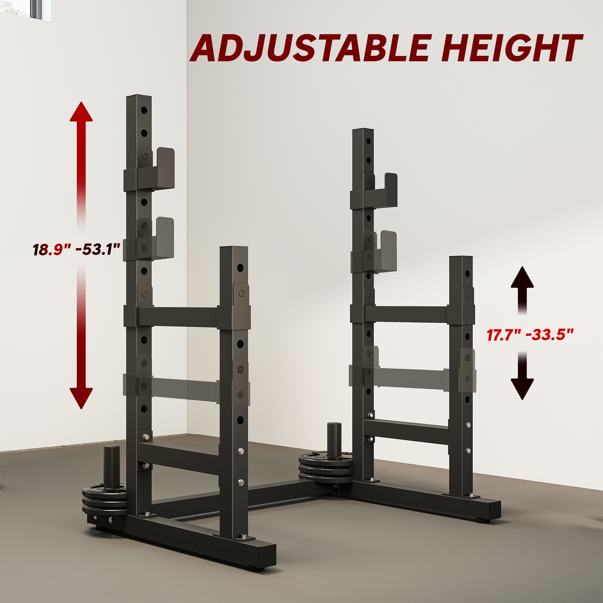 Adjustable Squat Rack, 660lbs Multi-Functional Bench Press Rack for Weight Lifting Home Gym Strength Training, Black