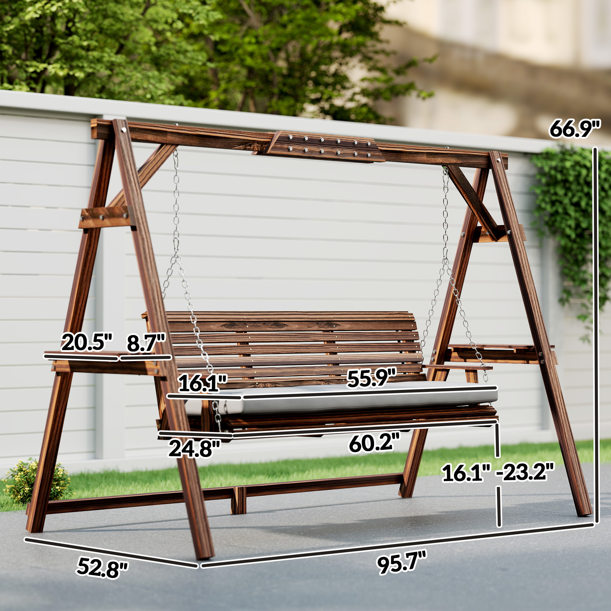 Wooden Porch Swing with Stand, picture 4 of 5