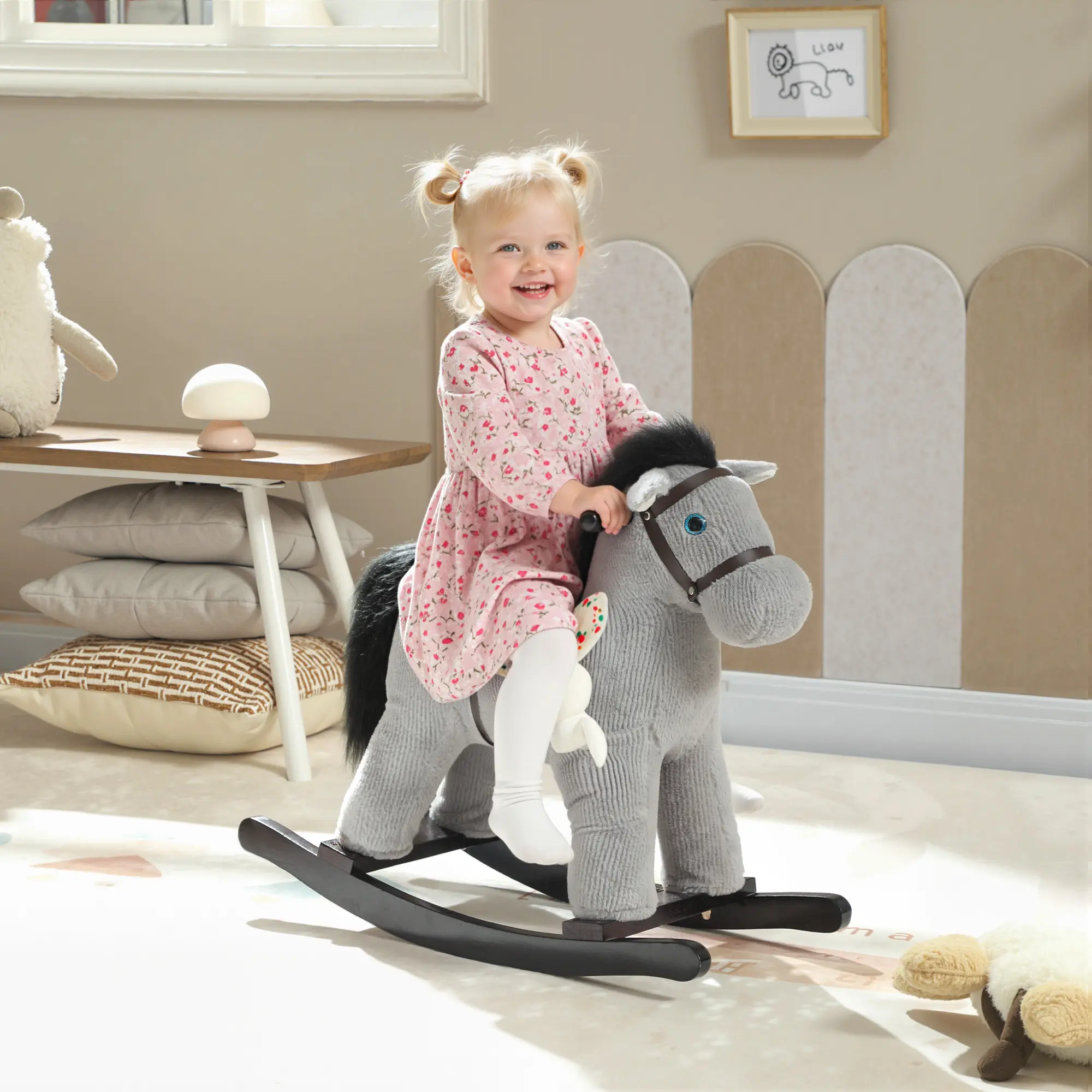 Kids Rocking Horse, Plush Toddler Ride