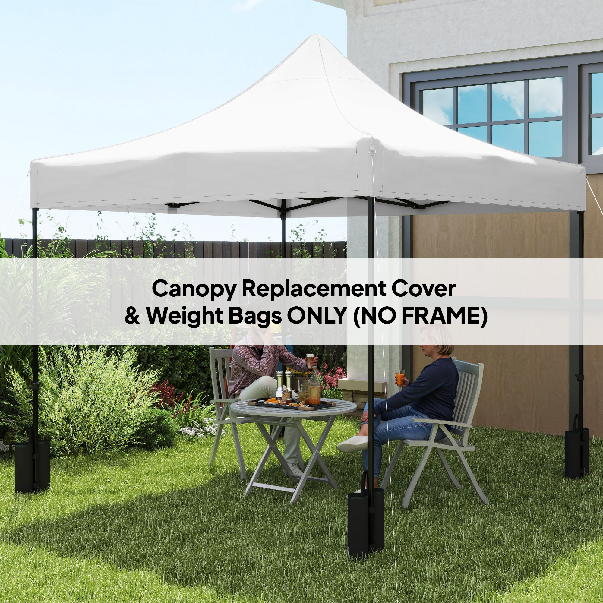  10' x 10' Replacement Canopy Top for Pop Up Canopy Tent with 4 Sand Bags, UPF50+ Protection, White
