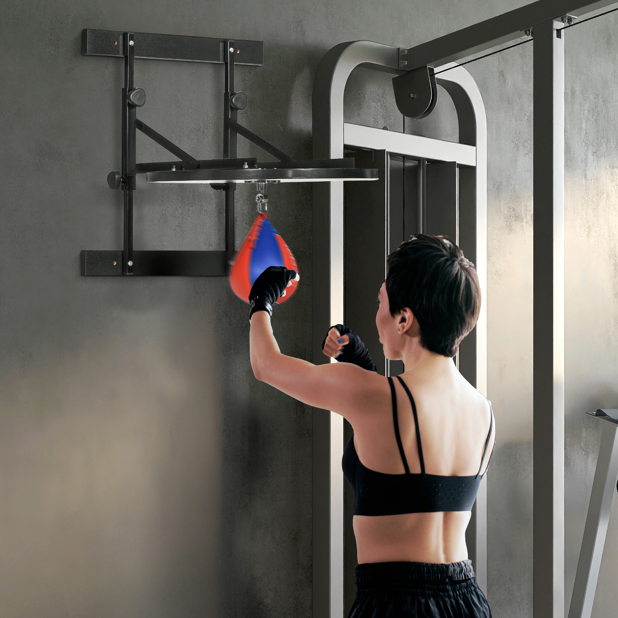 Adjustable Speed Bag Platform, Wall Mounted Speed Bags for Boxing, with 360-Degree Swivel and 10'' Speedbag