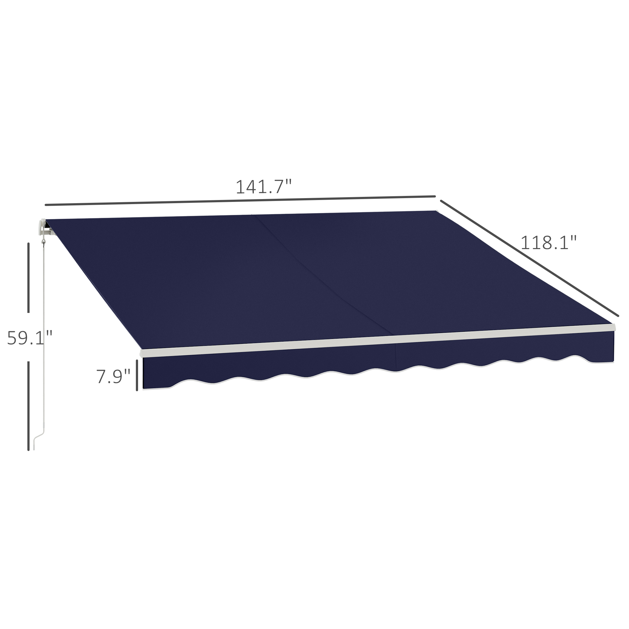  12' x 10' Electric Retractable Awning Sunshade Shelter with Remote Controller, Crank Handle for Deck Balcony Yard, Blue