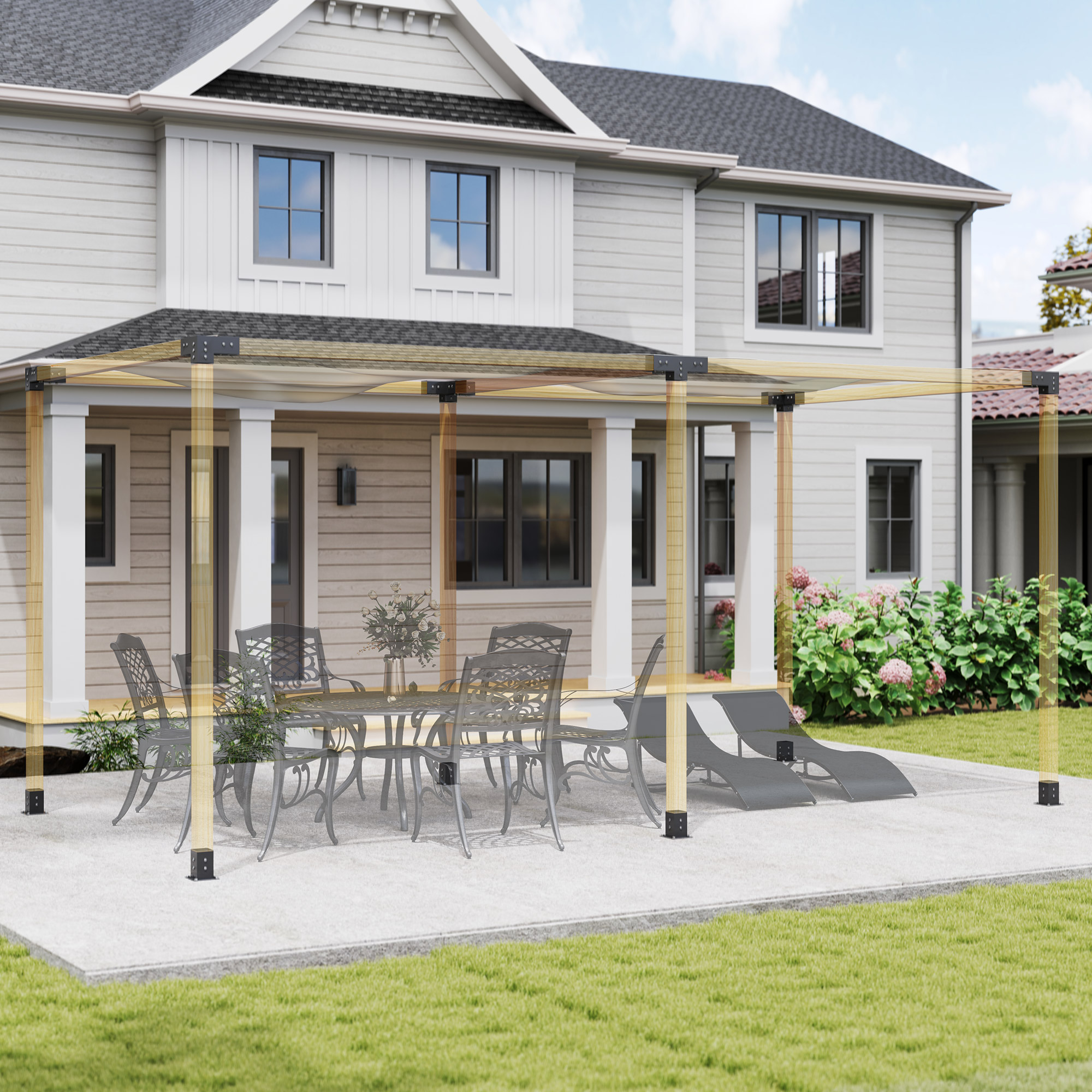  12PCS Pergola Kit, Pergola Brackets with 3-Way & 4-Way Corner Brackets for 4"x4" (Actual 3.6"x3.6") Lumber