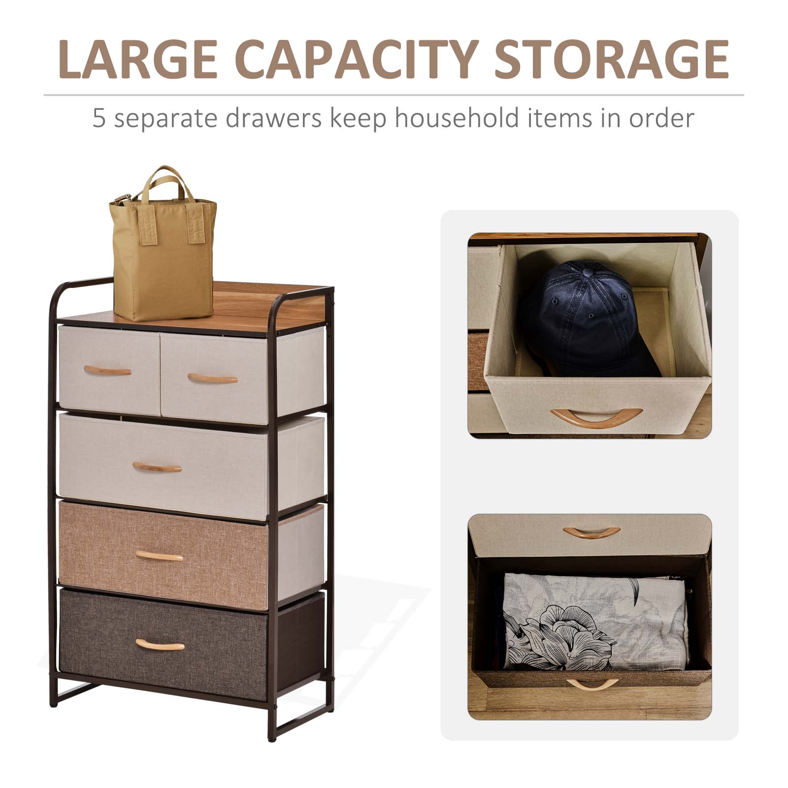 5-Drawer Fabric Dresser Tower β 4-Tier Storage Organizer β photo 5