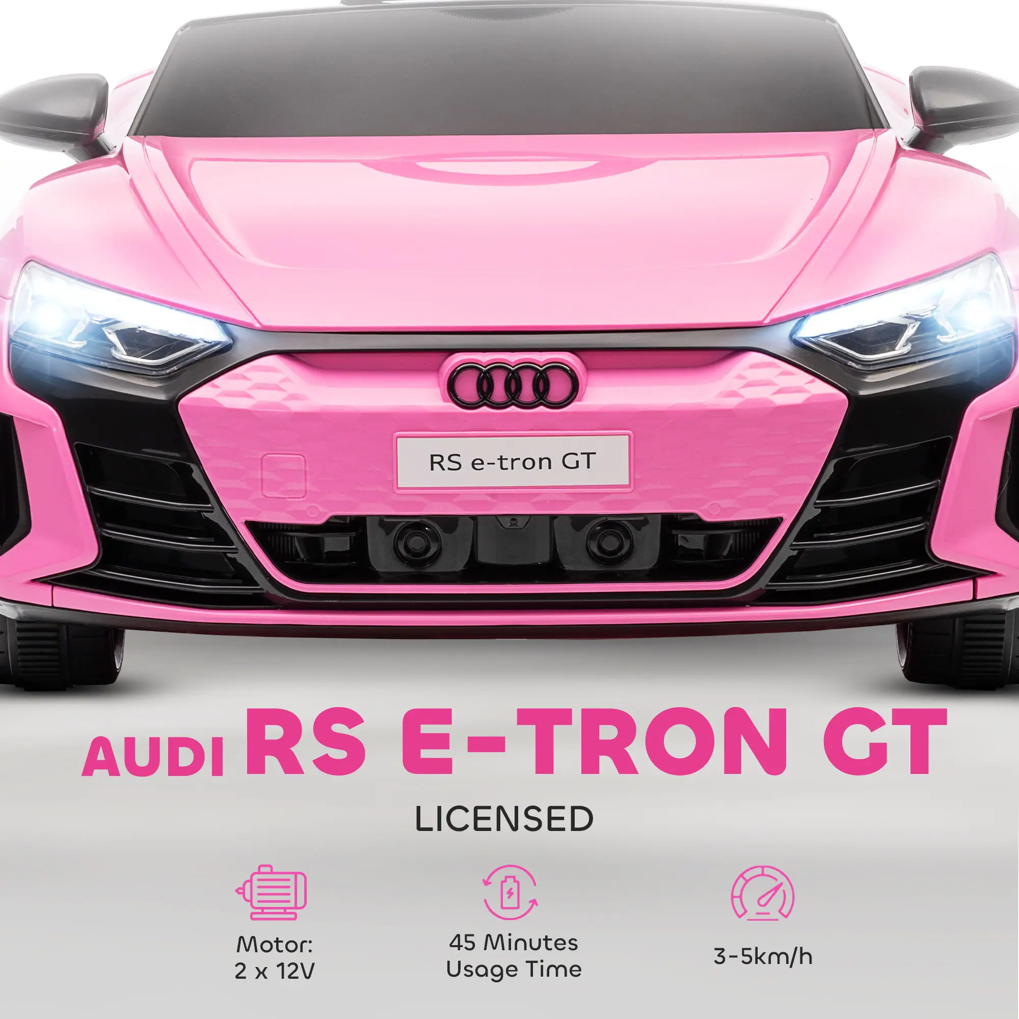 Licensed Audi RS e-tron GT 12V Ride On Car Truck for Kids, Electric Car Ride On Vehicle w/Parent Remote Control, Music, Lights, for Toddlers, Pink