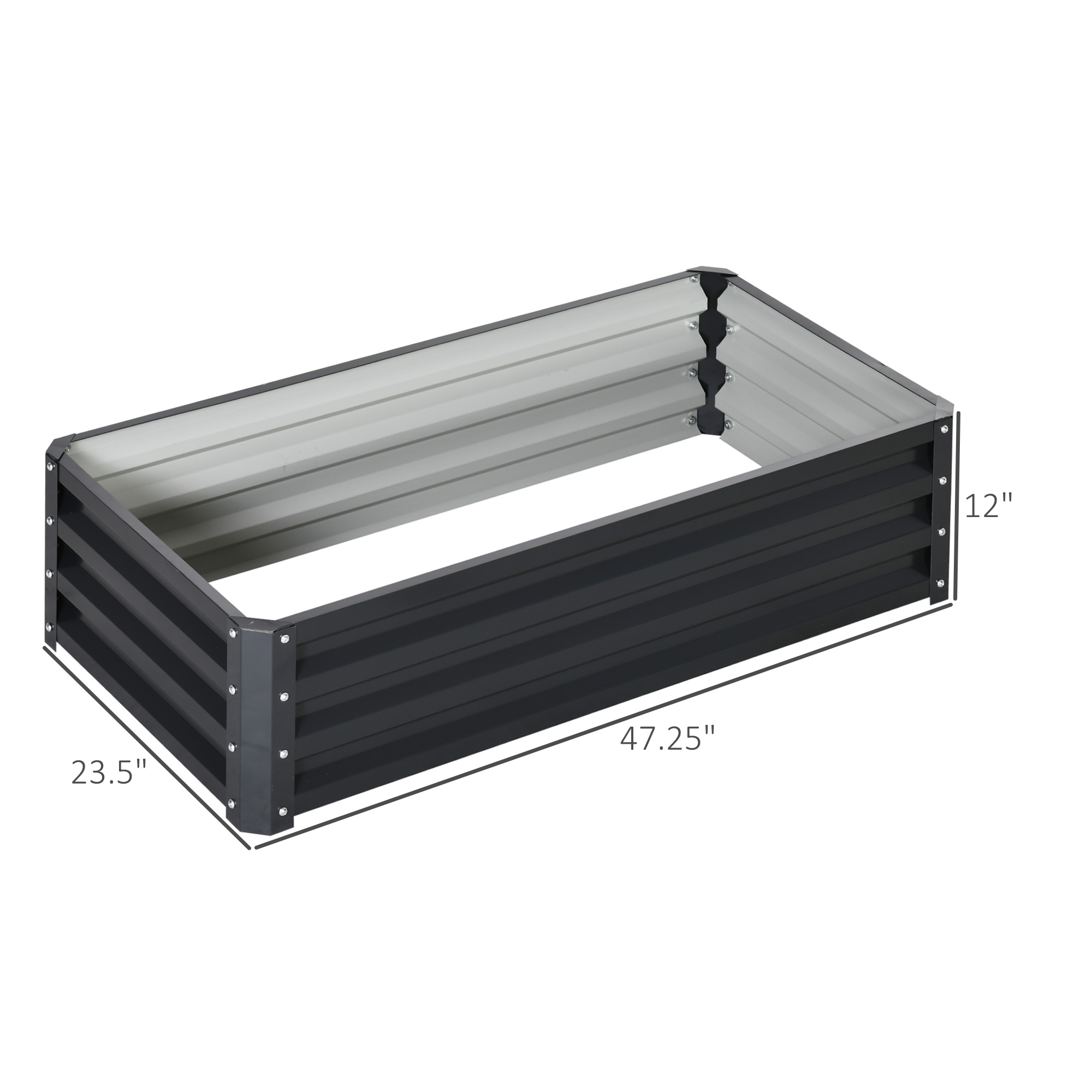  Galvanized Raised Garden Bed, 4' x 2' x 1' Metal Planter Box, for Growing Vegetables, Flowers, Herbs, Succulents, Gray