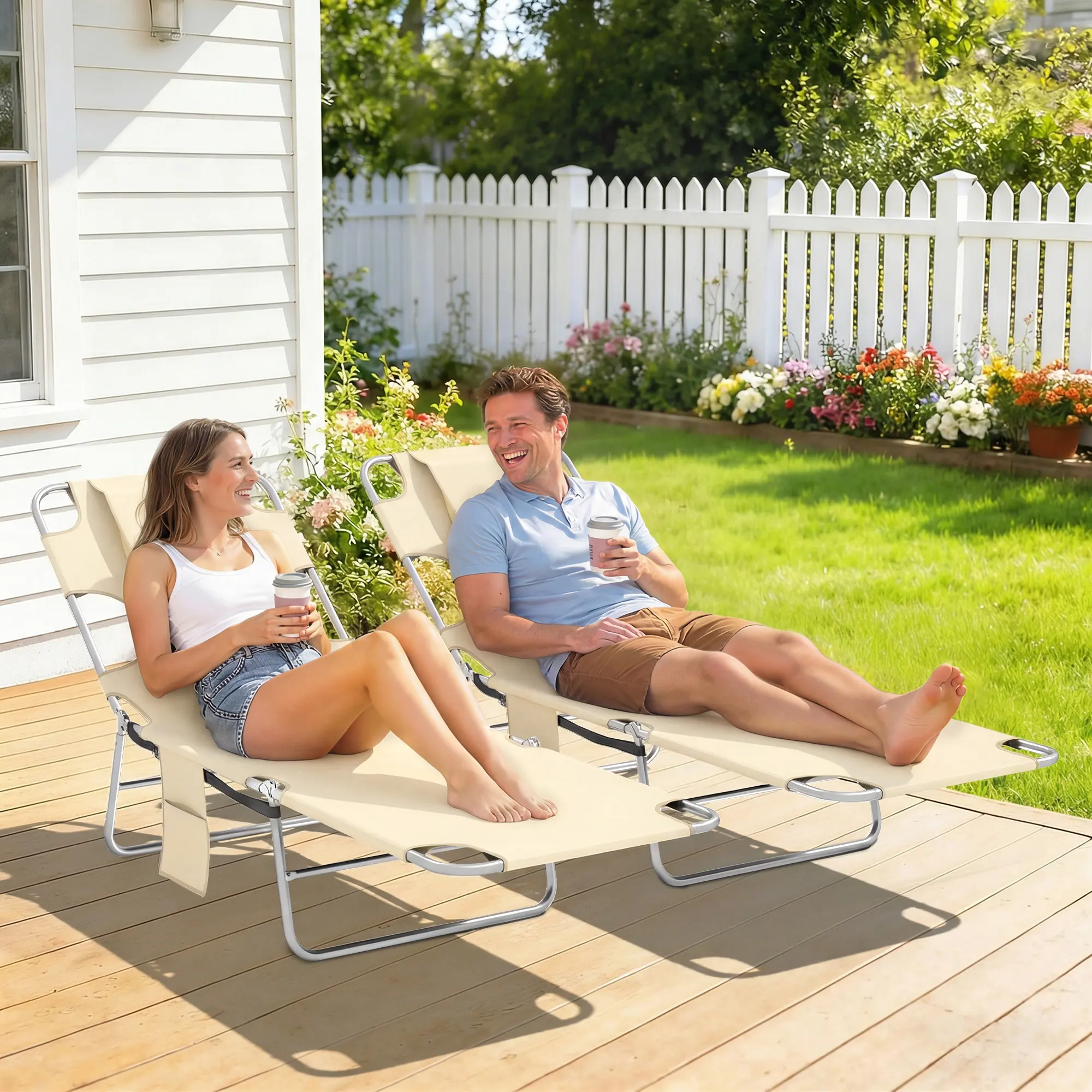 2 Tanning Chairs with Face Hole, 5-Level