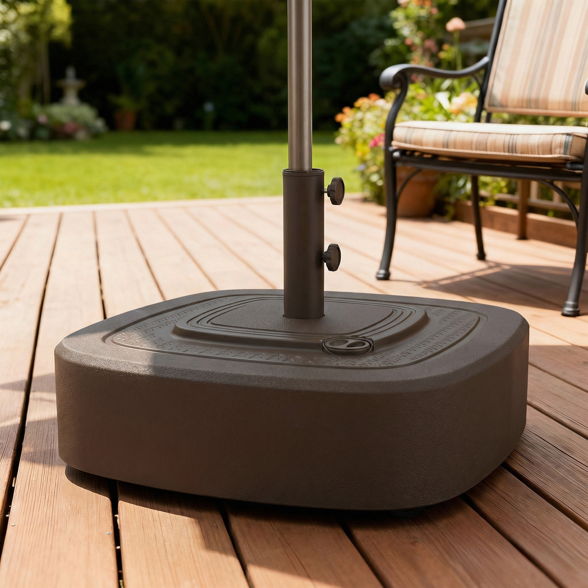  Patio Umbrella Base Outdoor Umbrella Stand with Wheels for 1.5"/1.9" Umbrella Poles