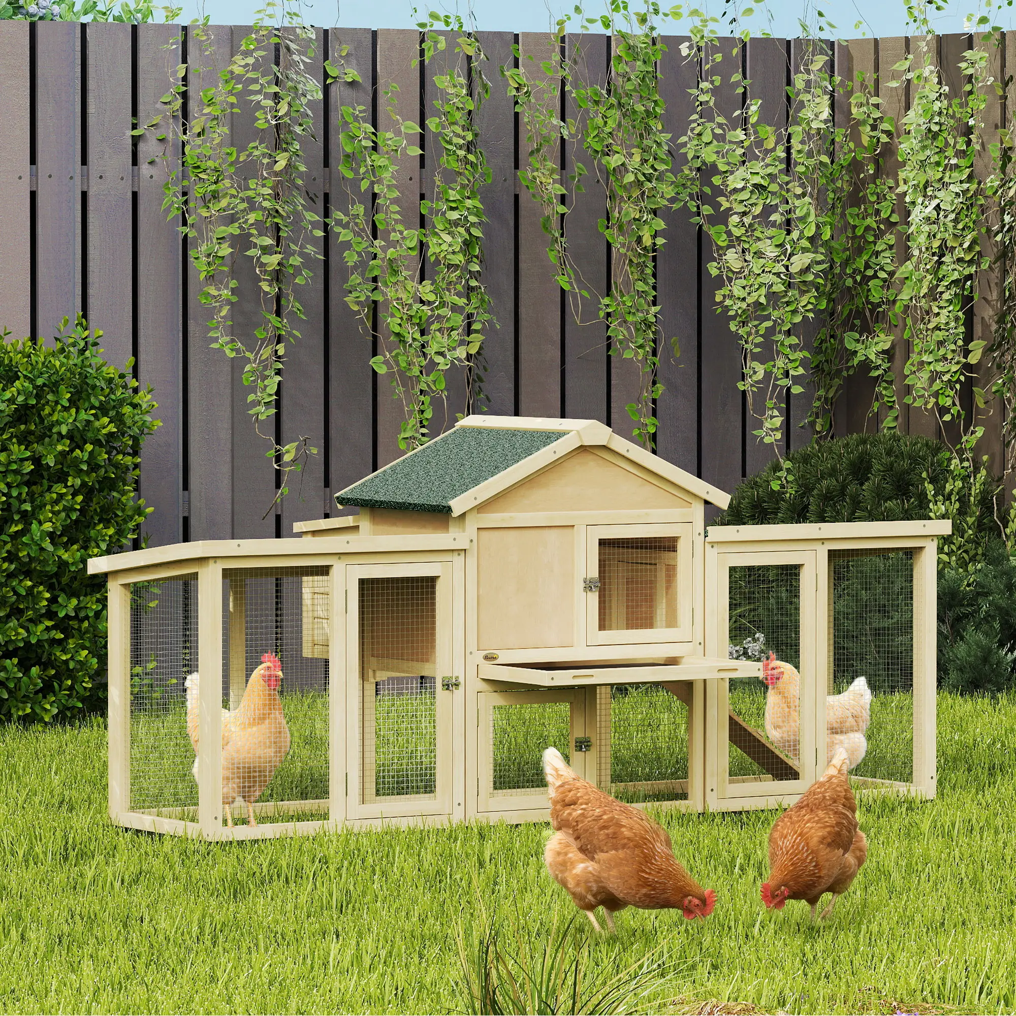 Wooden Chicken Coop ith Nesting Box, Double