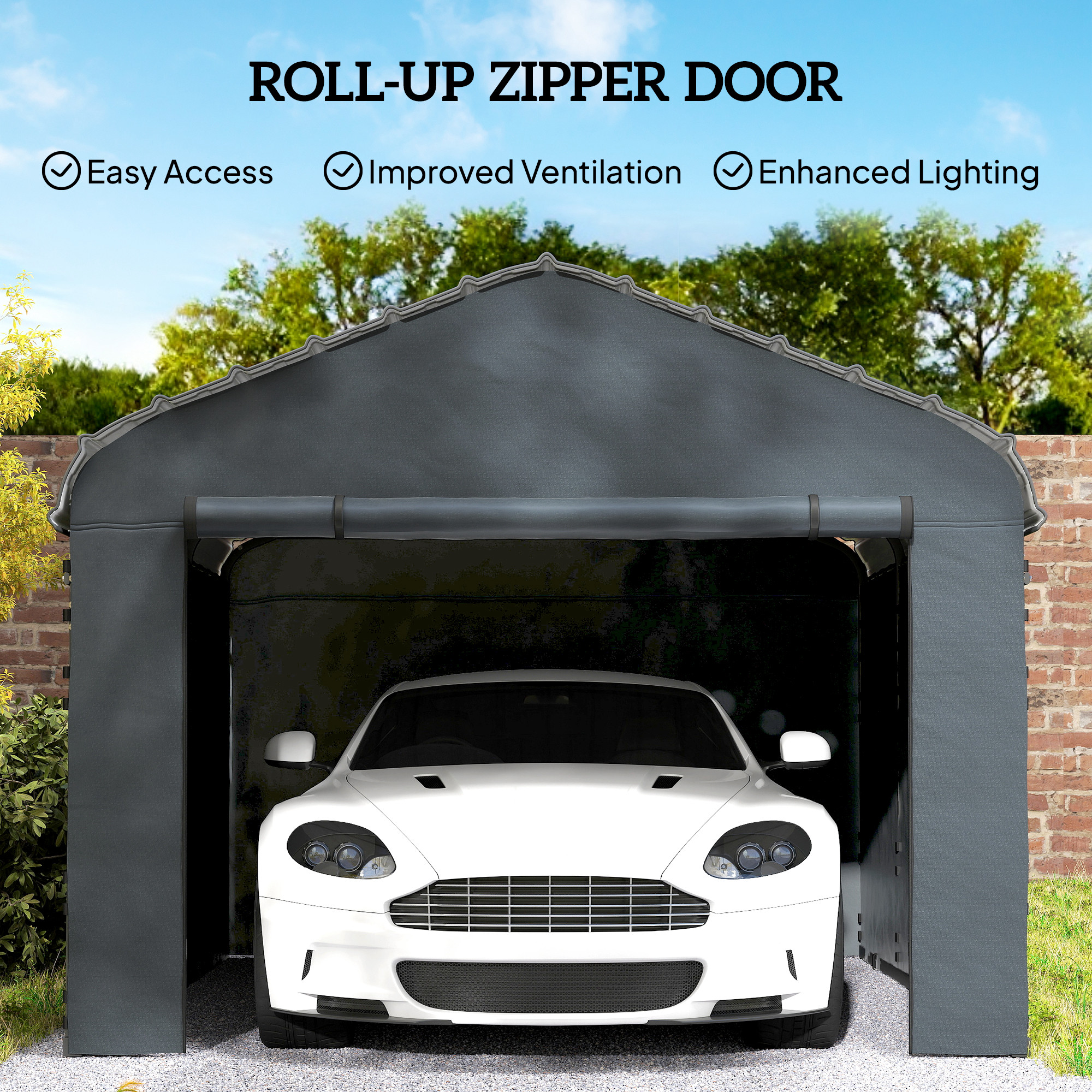  Carport Replacement Sidewall Panel for 12' x 20' Carports, UPF50+ Waterproof Replacement Side Wall Cover, Dark Gray