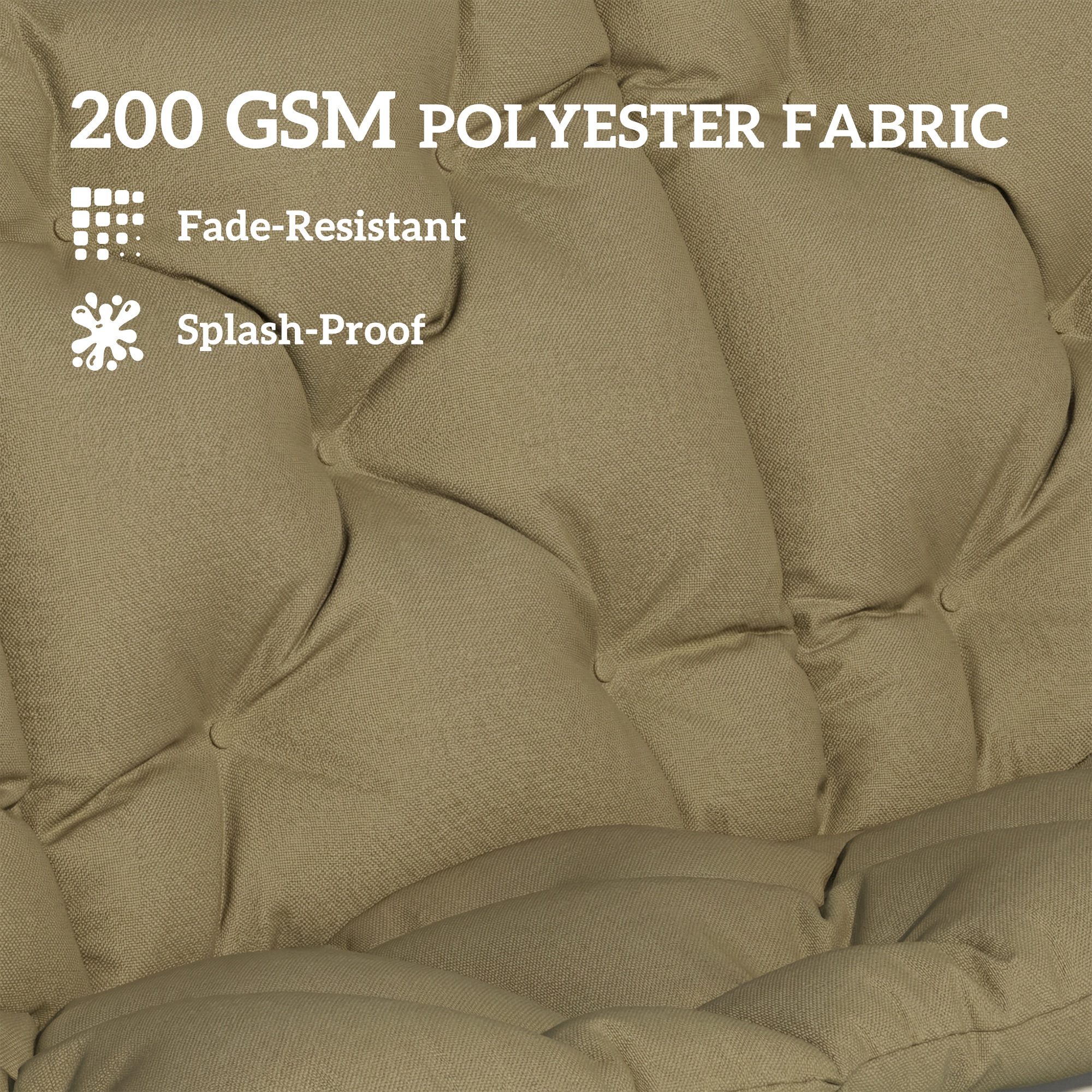  Bench Cushion Non-Slip Outdoor Swing Cushion w/Backrest Side Pocket for 3 Seater Patio Furniture Beige