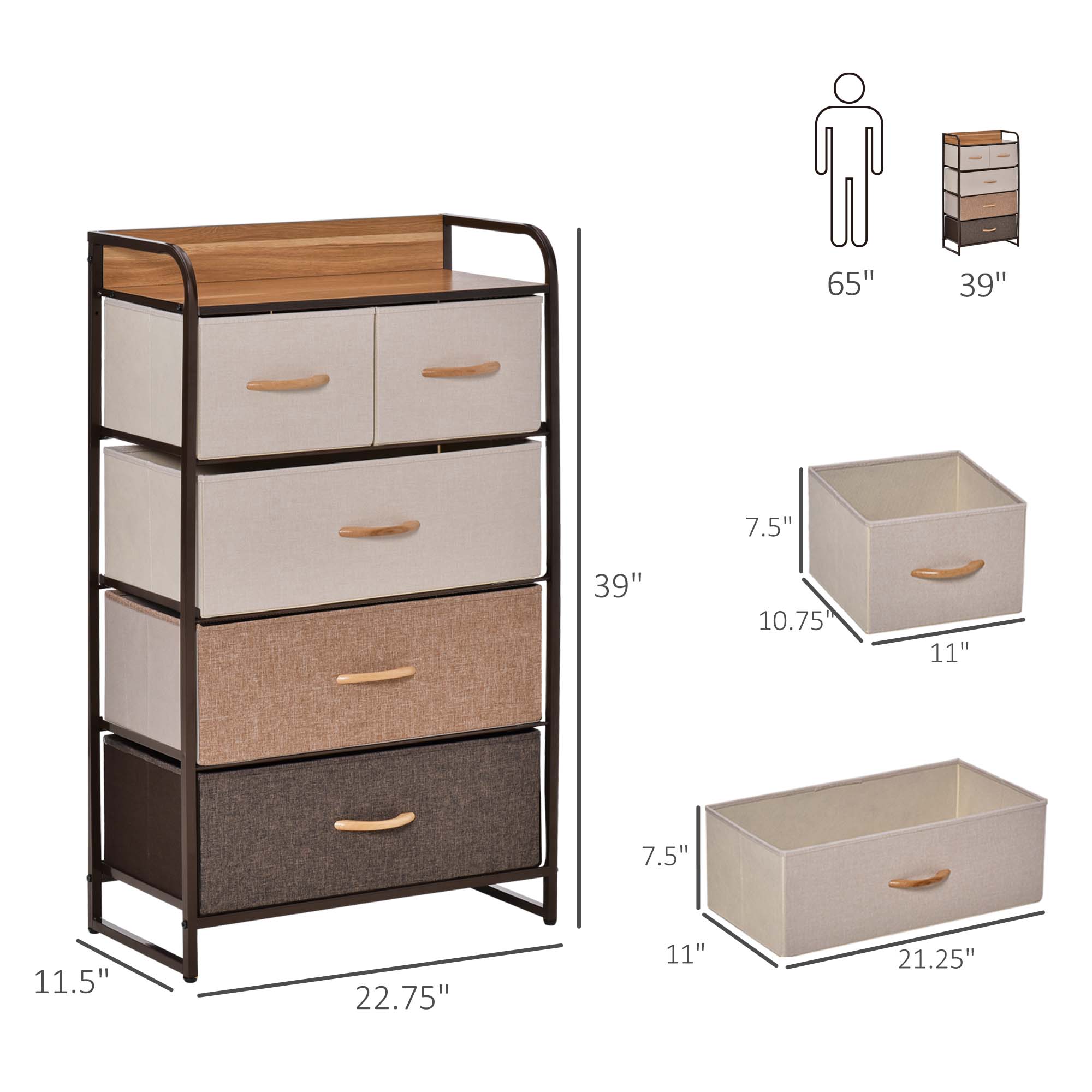 5-Drawer Fabric Dresser Tower β 4-Tier Storage Organizer β photo 4