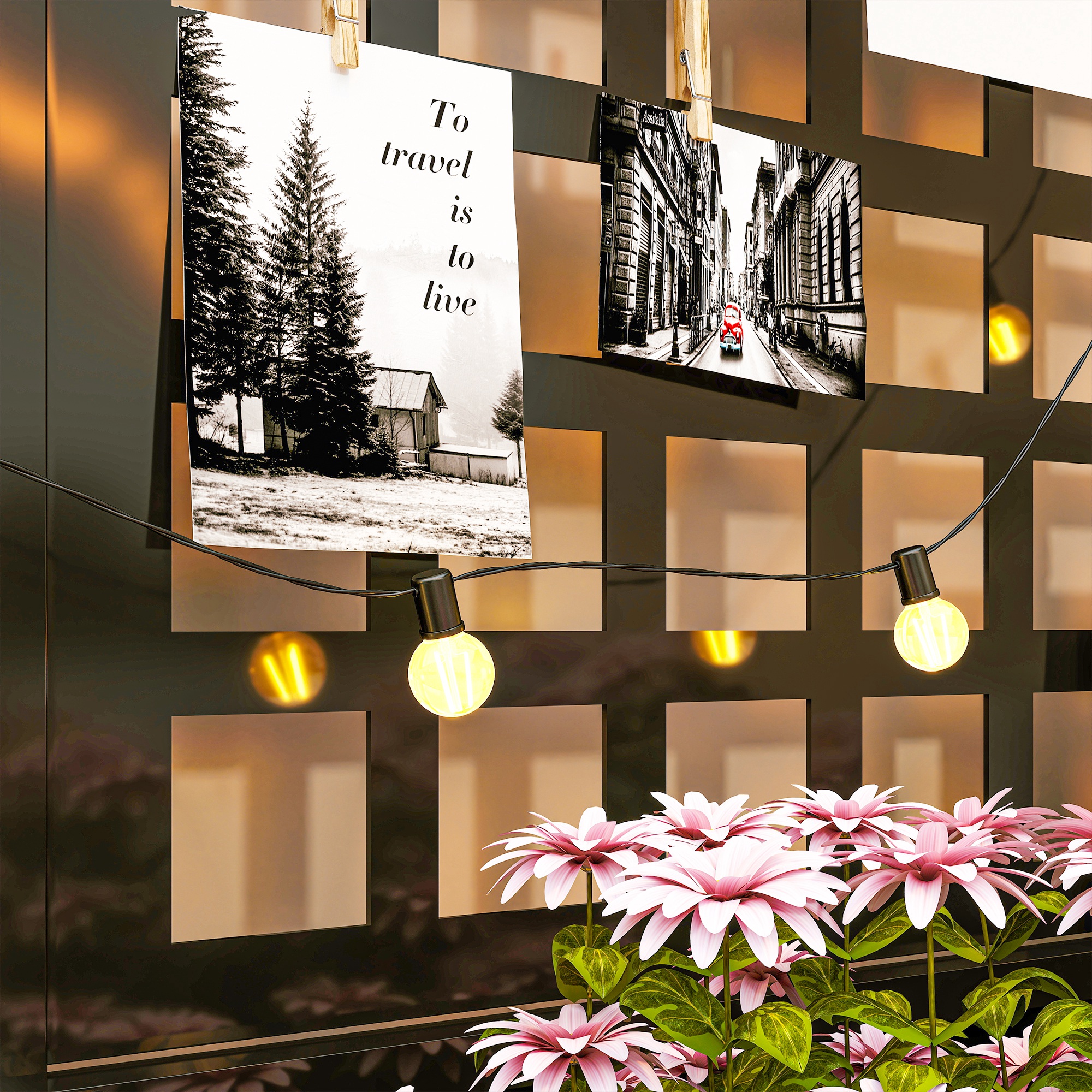  Galvanized Raised Garden Bed Planter Box with Trellis for Climbing Plants, Vegetable, Vines, 35" x 16" x 70", Black