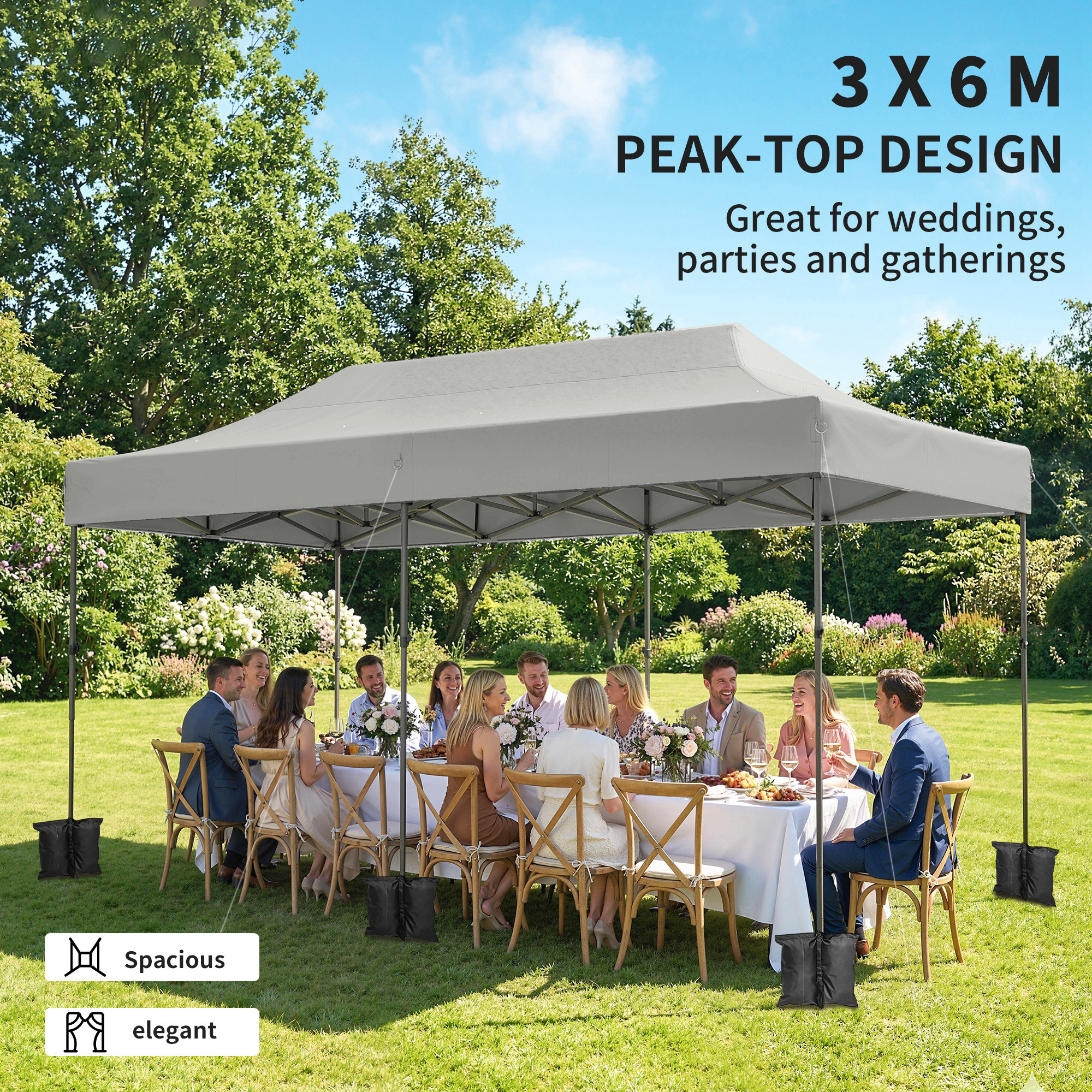  10 x 20 ft Pop Up Canopy Tent, Heavy Duty UPF50+ Outdoor Portable Instant Canopy Shelter with Wheeled Bag, White