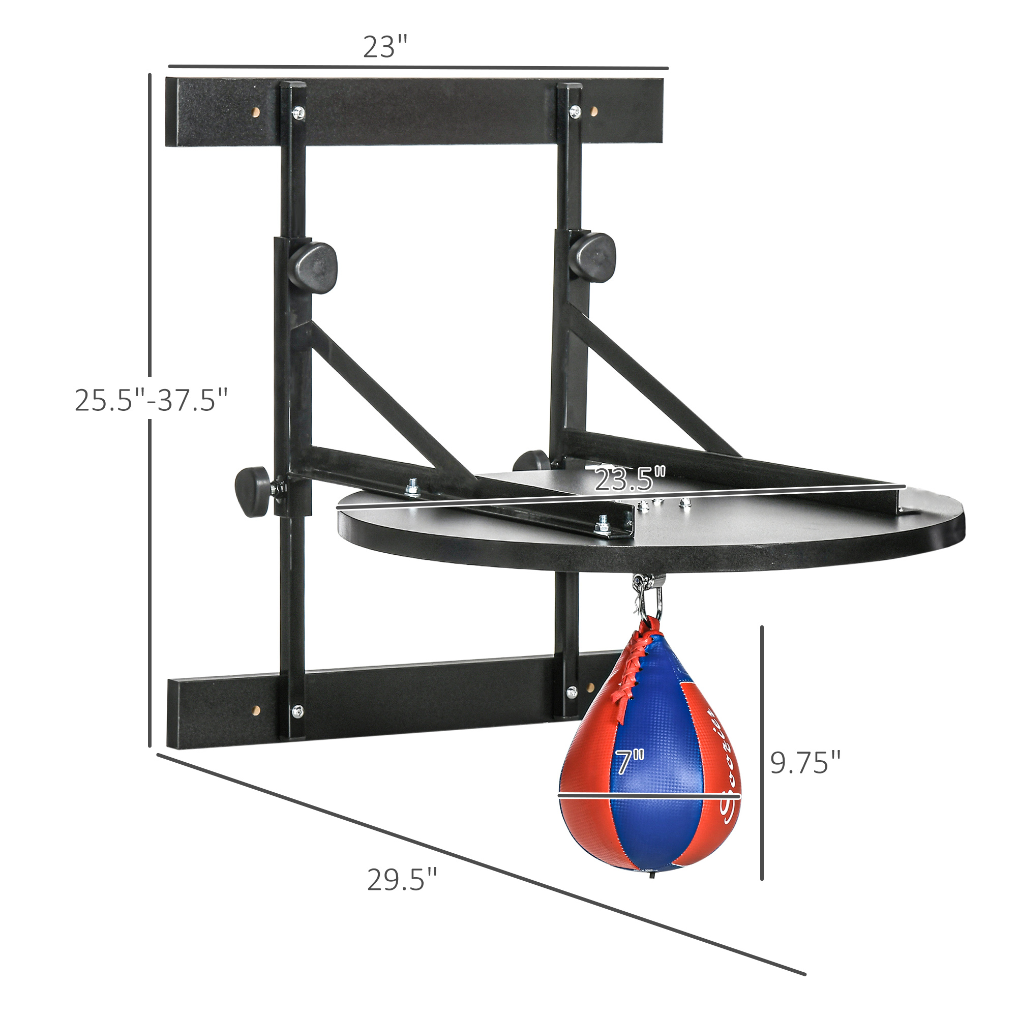 Adjustable Speed Bag Platform, Wall Mounted Speed Bags for Boxing, with 360-Degree Swivel and 10'' Speedbag