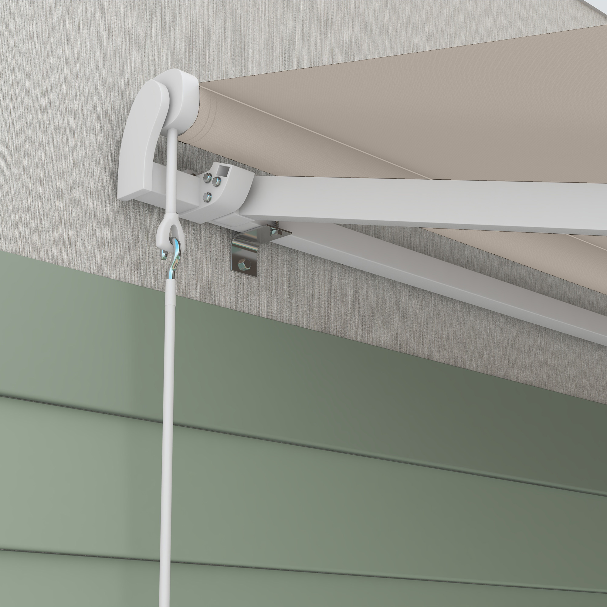  16'x10' Electric Retractable Awning Sunshade Shelter with Remote Controller & Crank Handle for Deck Balcony Yard, Cream